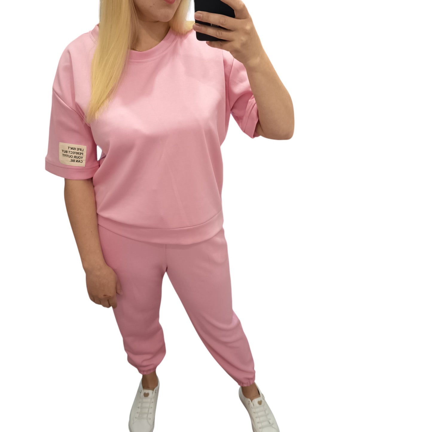 kurzärmliger Jogginganzug/ Jogging Zweiteiler in Rosa