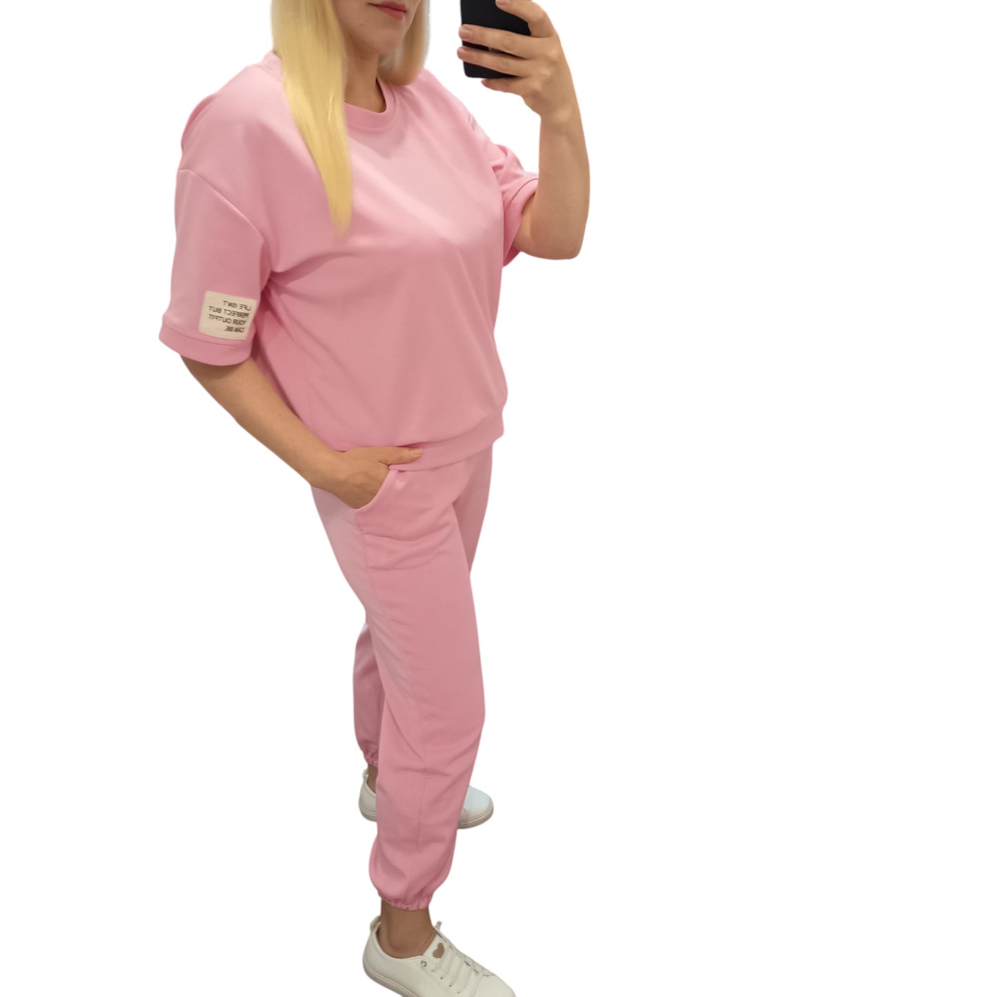 kurzärmliger Jogginganzug/ Jogging Zweiteiler in Rosa
