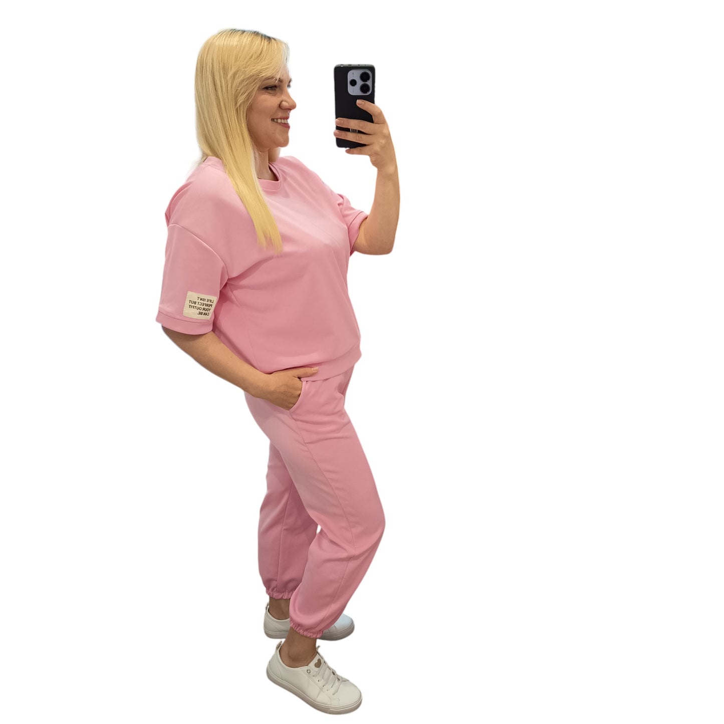 kurzärmliger Jogginganzug/ Jogging Zweiteiler in Rosa