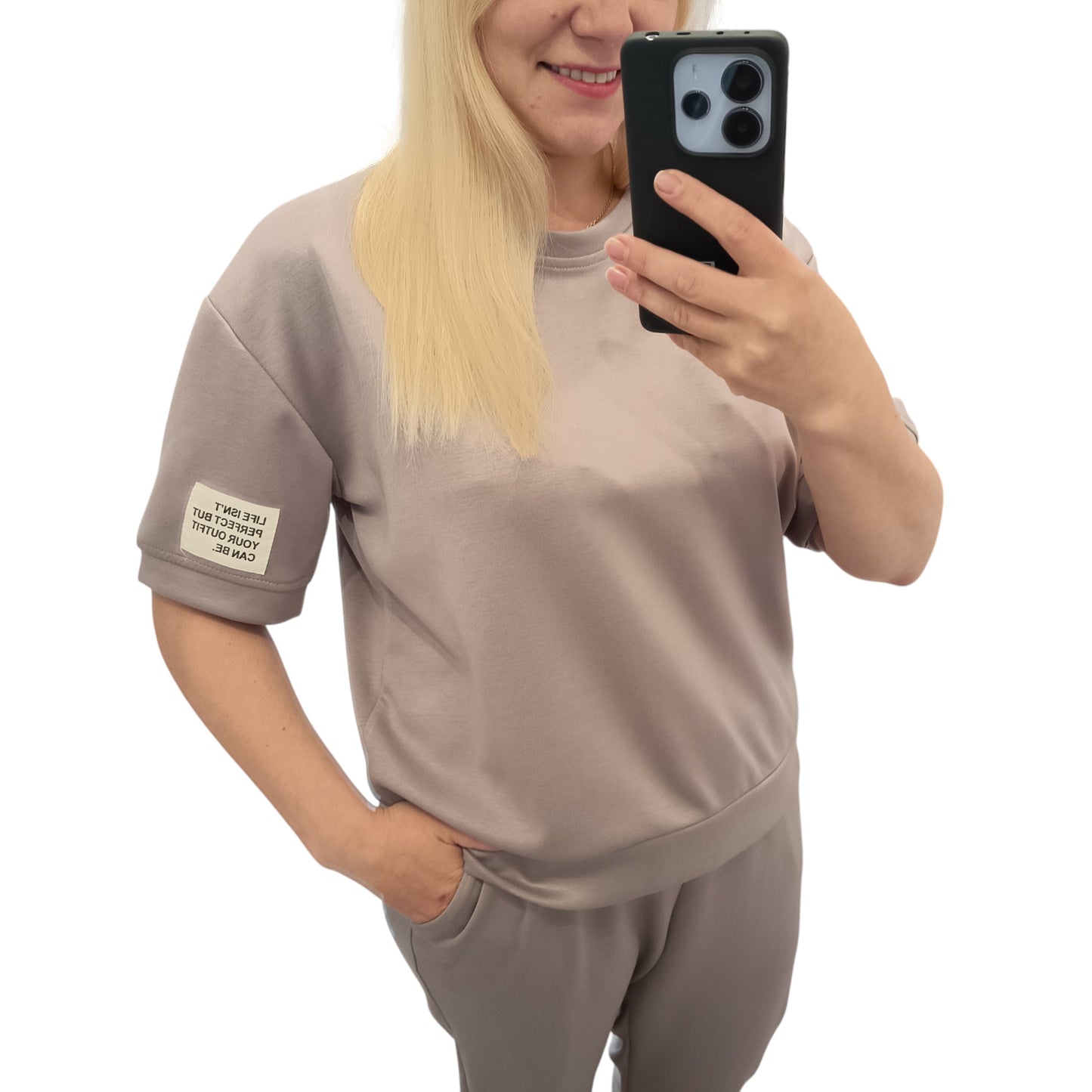 kurzärmliger Jogginganzug/ Jogging Zweiteiler in Braun