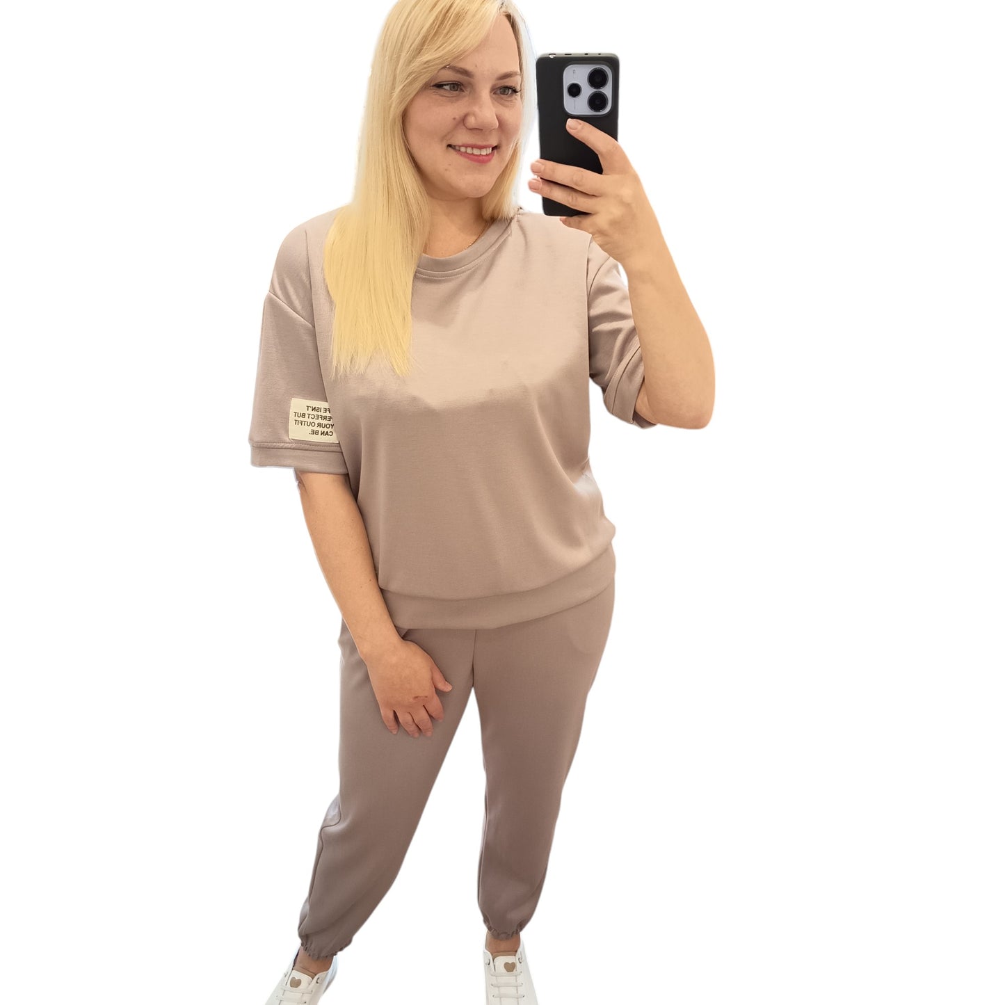 kurzärmliger Jogginganzug/ Jogging Zweiteiler in Braun