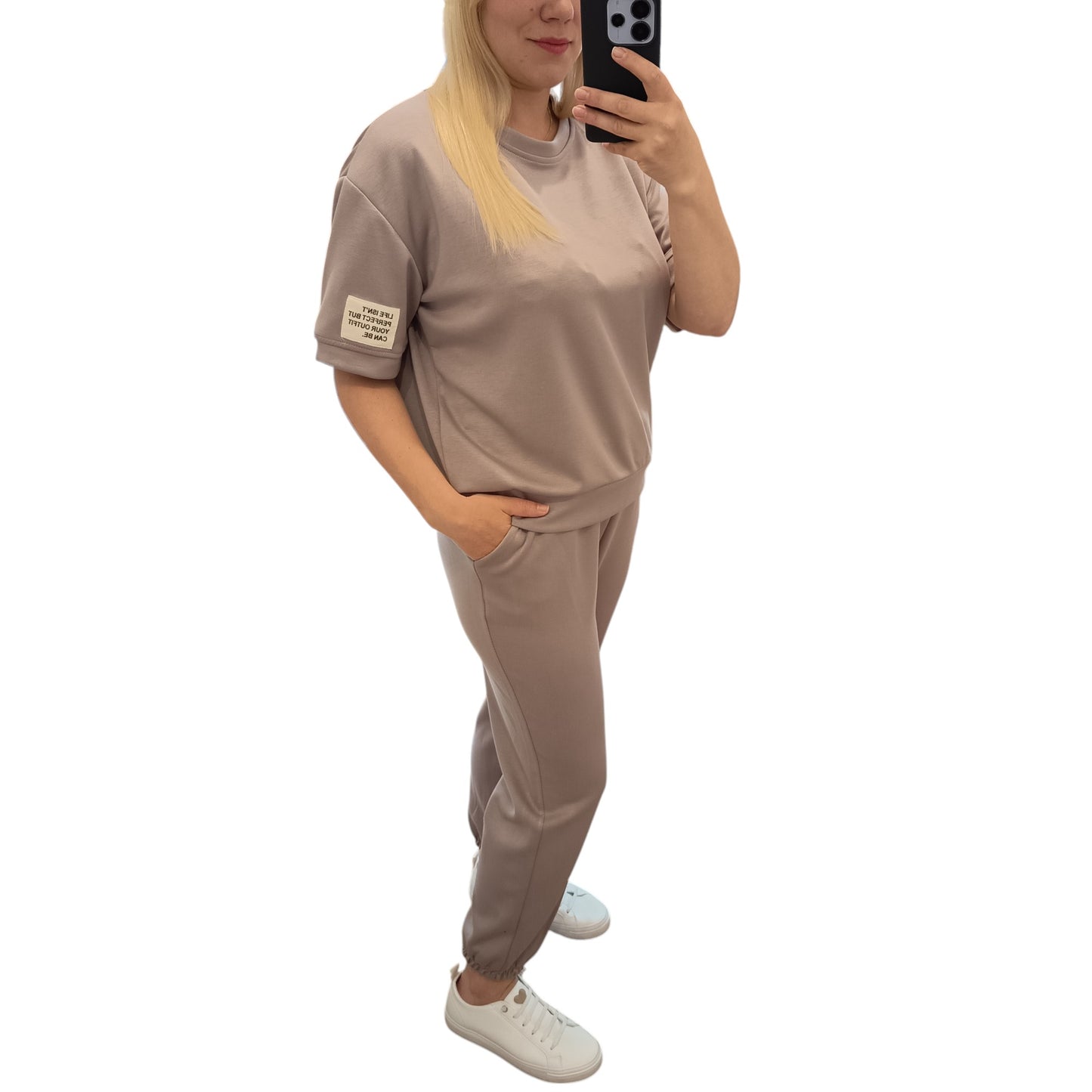 kurzärmliger Jogginganzug/ Jogging Zweiteiler in Braun