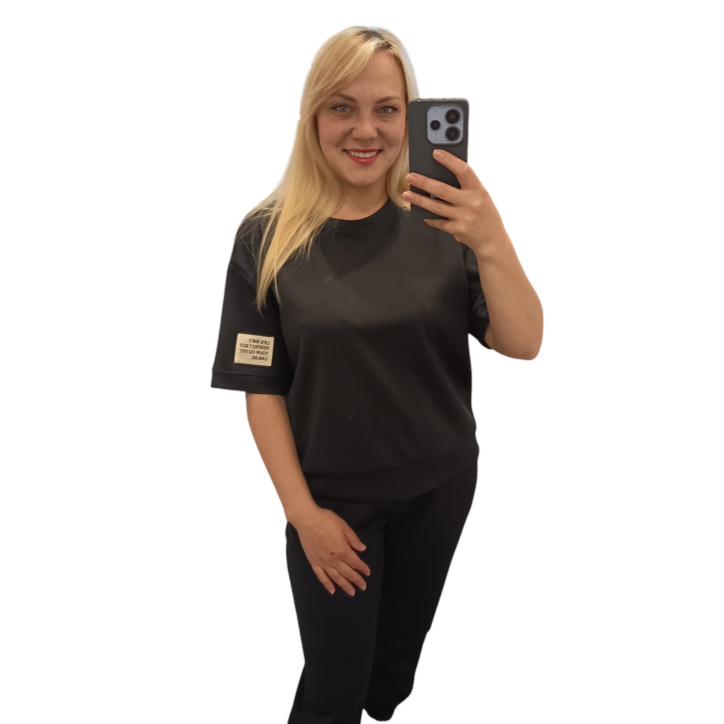 kurzärmliger Jogginganzug/ Jogging Zweiteiler in Schwarz