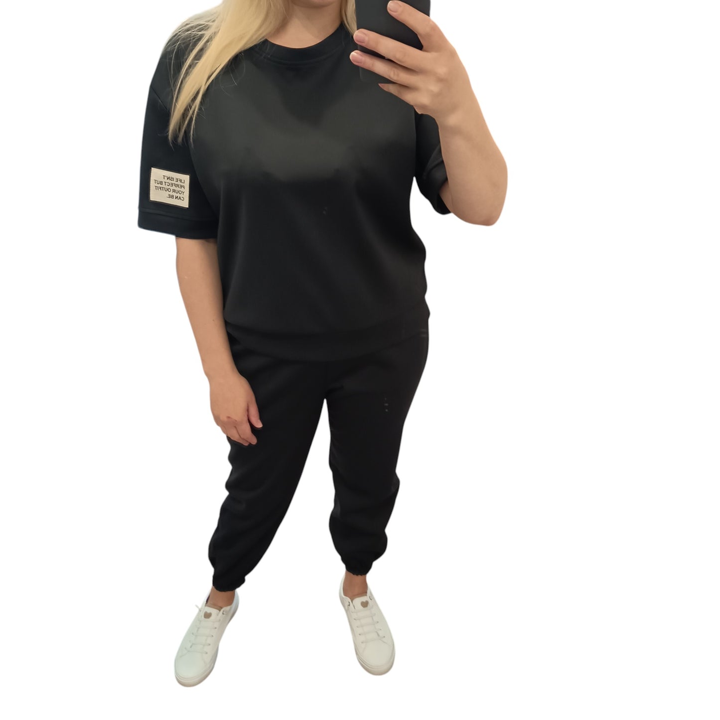 kurzärmliger Jogginganzug/ Jogging Zweiteiler in Schwarz