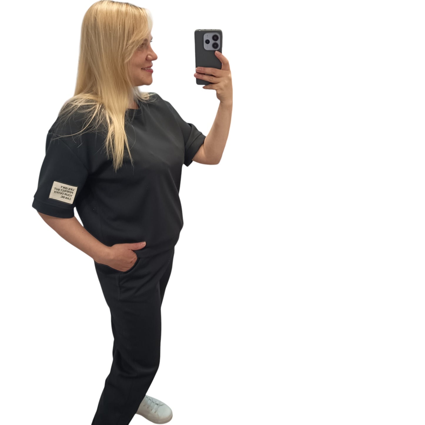 kurzärmliger Jogginganzug/ Jogging Zweiteiler in Schwarz