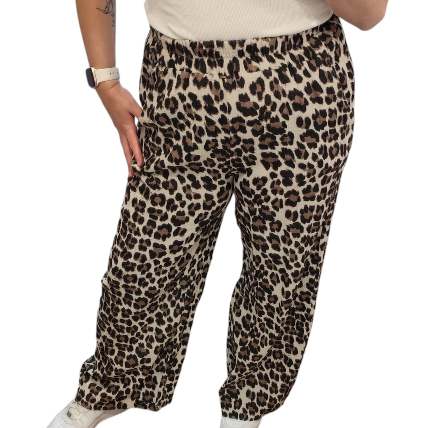 Musselin Hose mit Leomuster