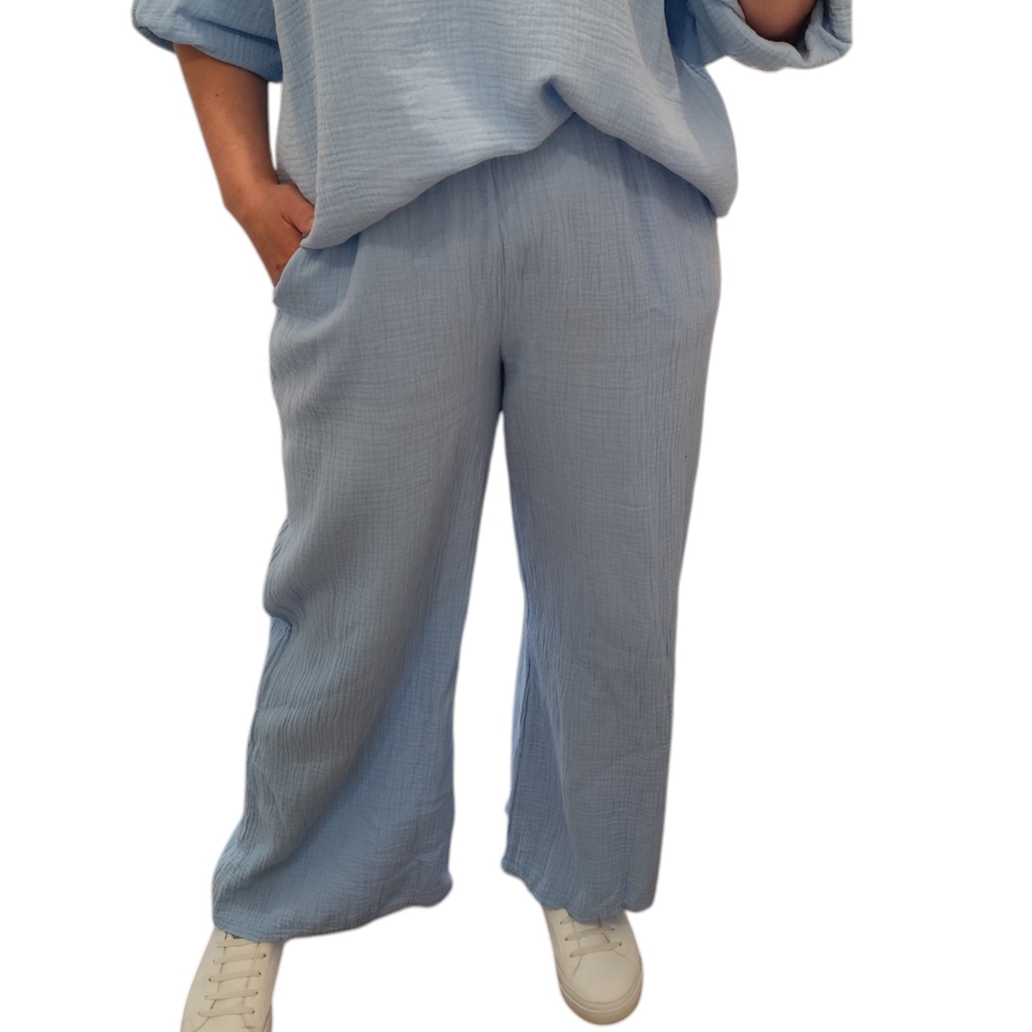 Musselin Hose in Hellblau