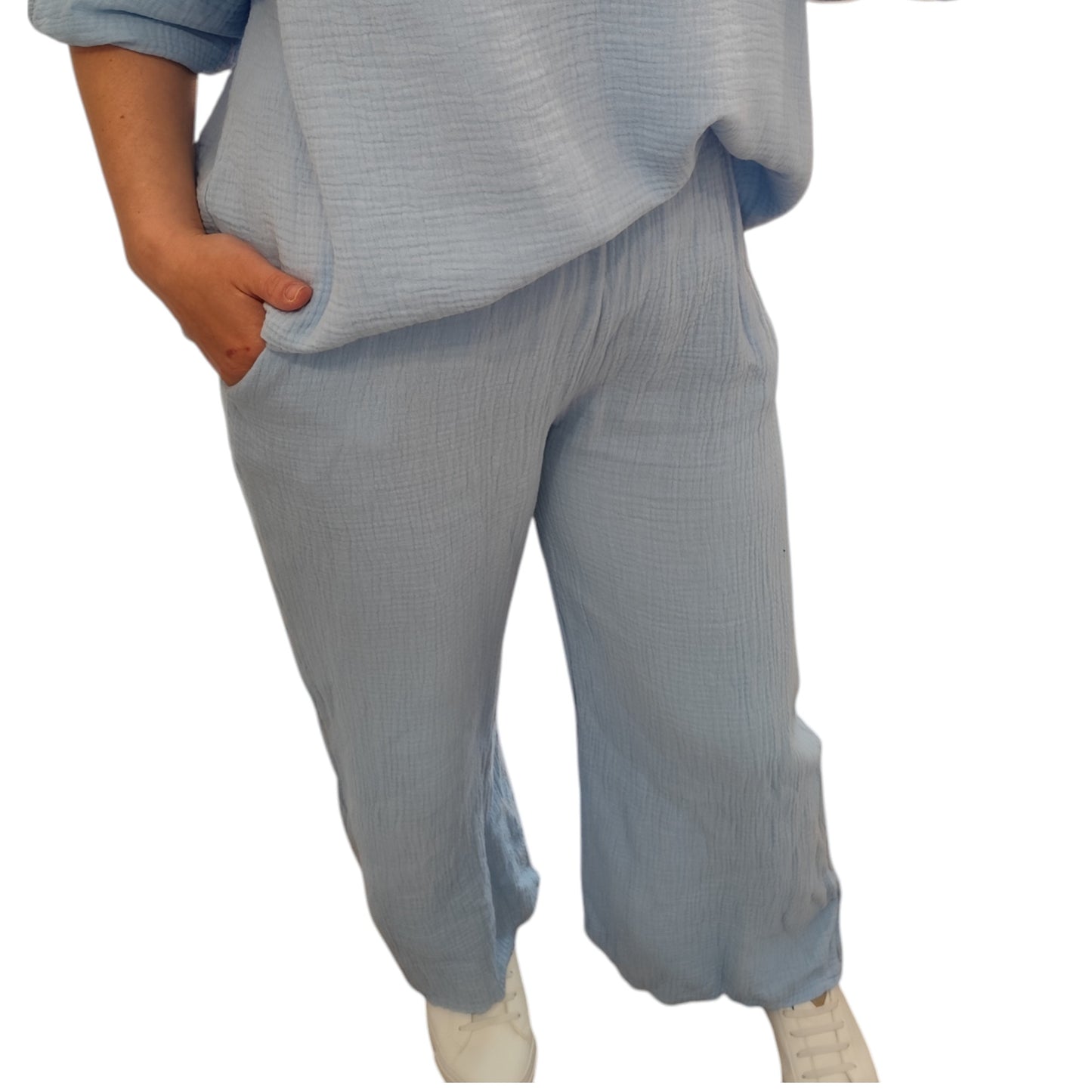 Musselin Hose in Hellblau