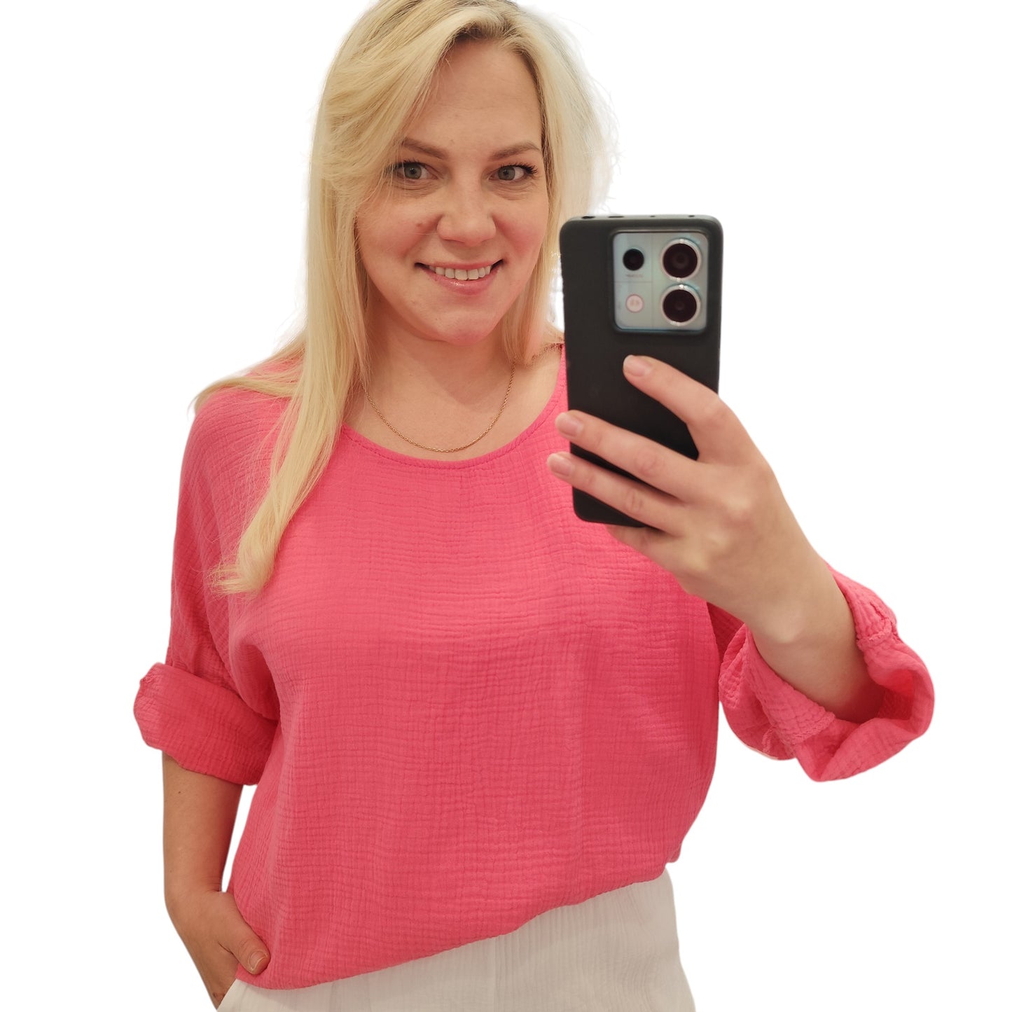 Oversize Musselin Shirt in Pink