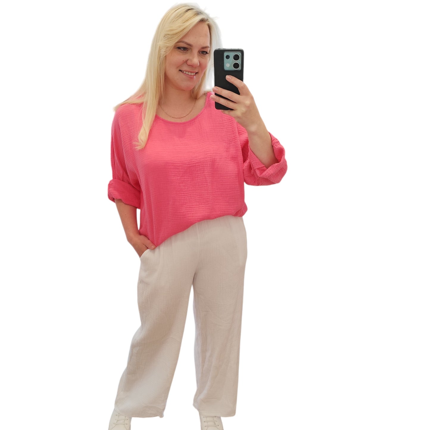 Oversize Musselin Shirt in Pink