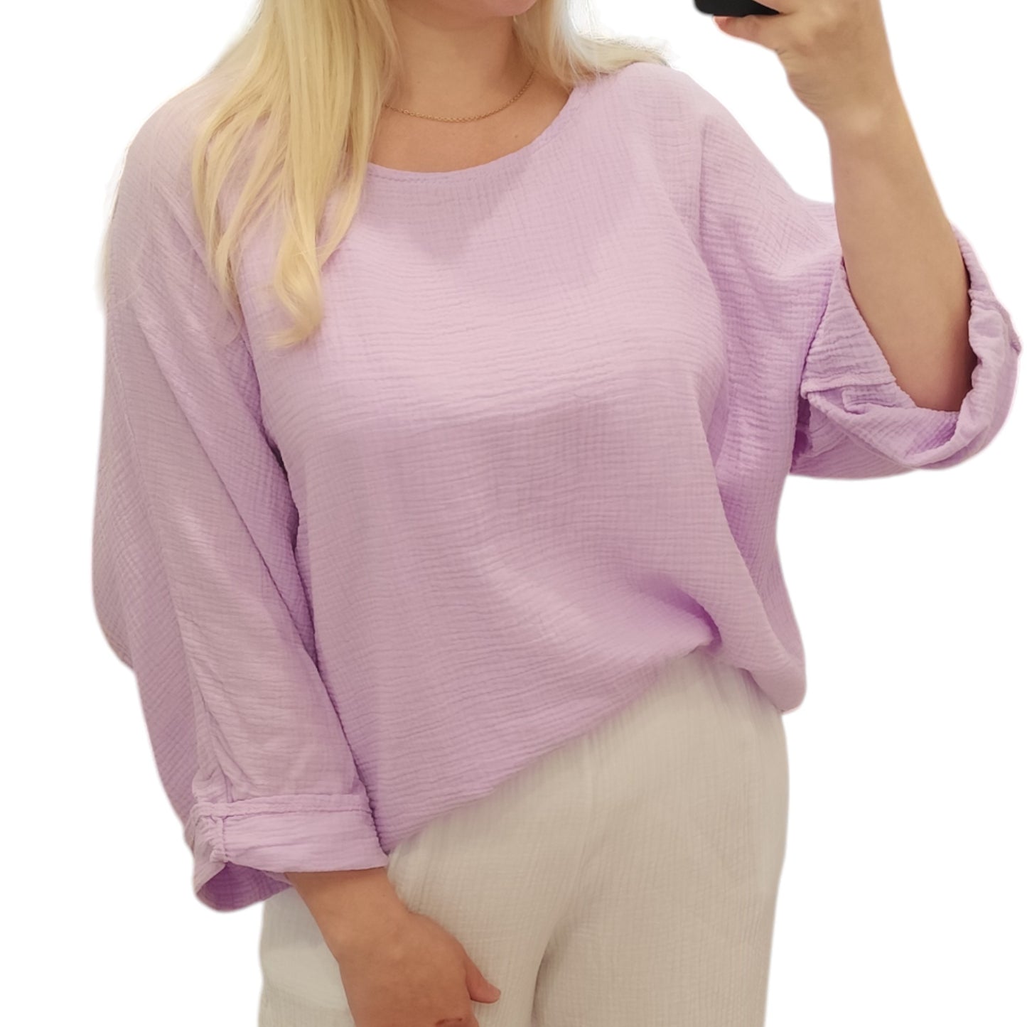 Oversize Musselin Shirt in Flieder