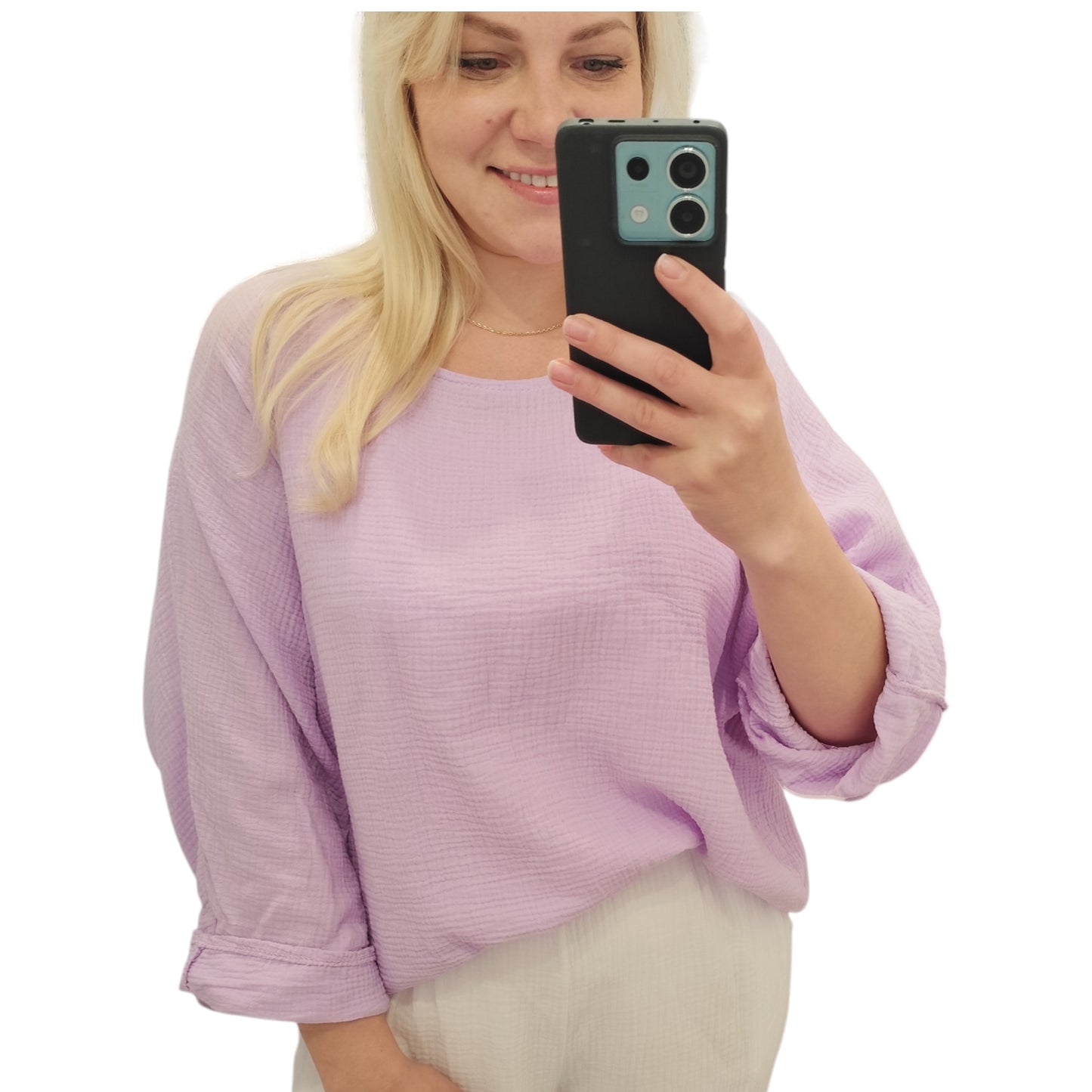 Oversize Musselin Shirt in Flieder