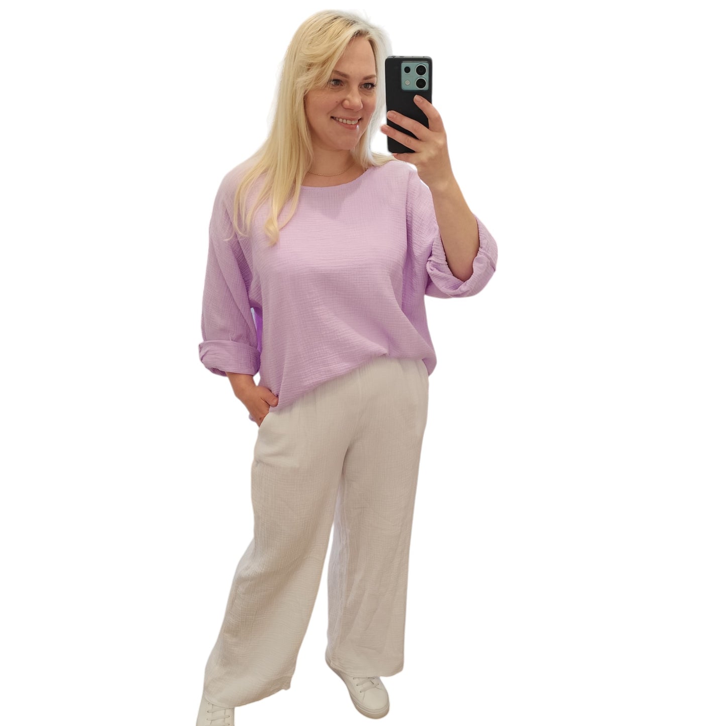 Oversize Musselin Shirt in Flieder