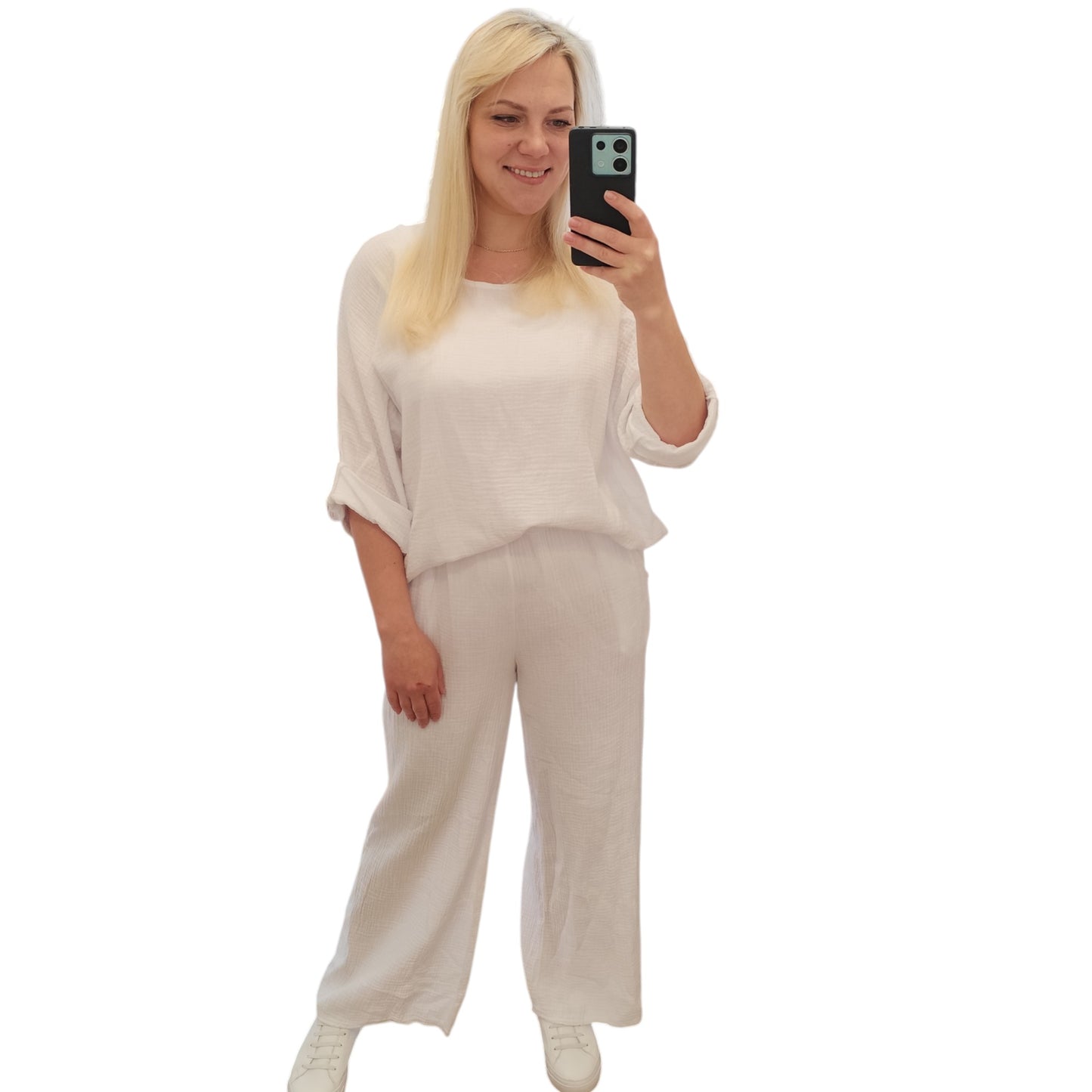 Oversize Musselin Shirt in Weiß