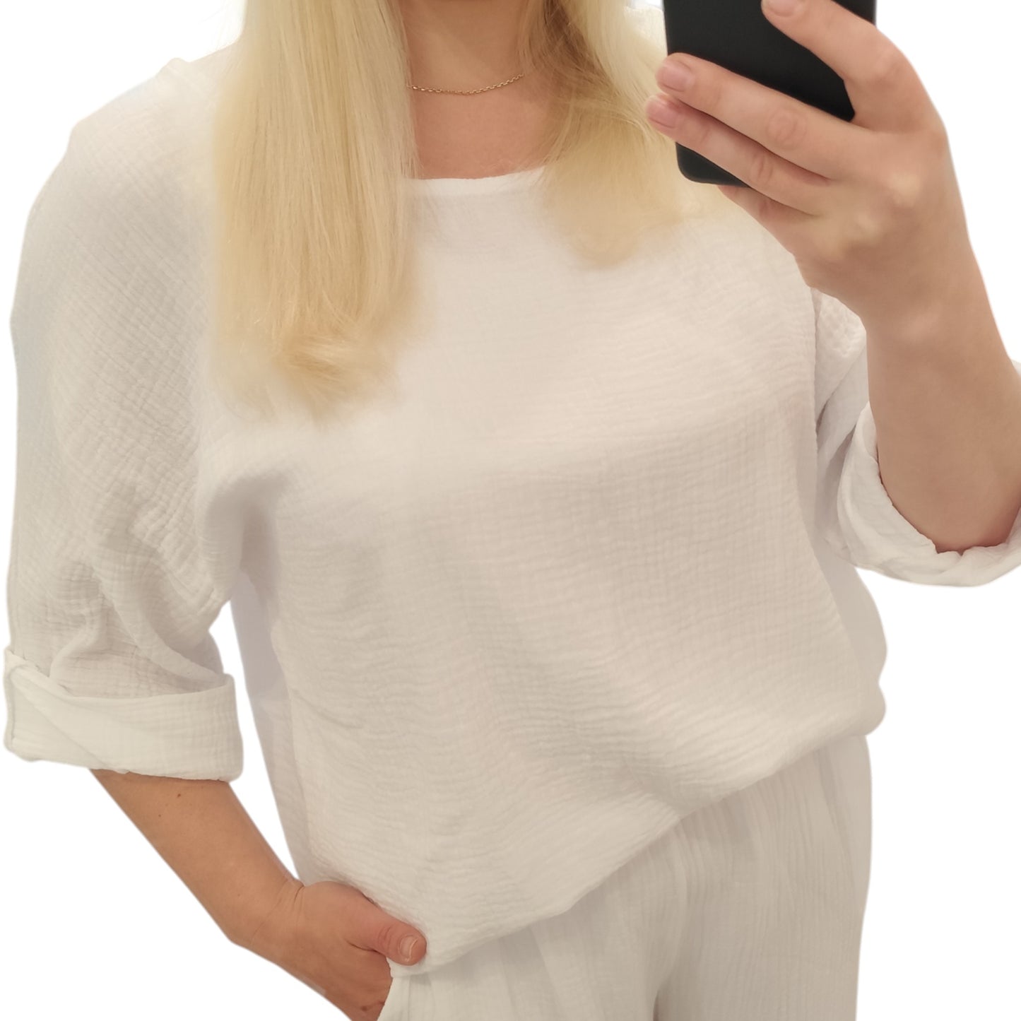 Oversize Musselin Shirt in Weiß