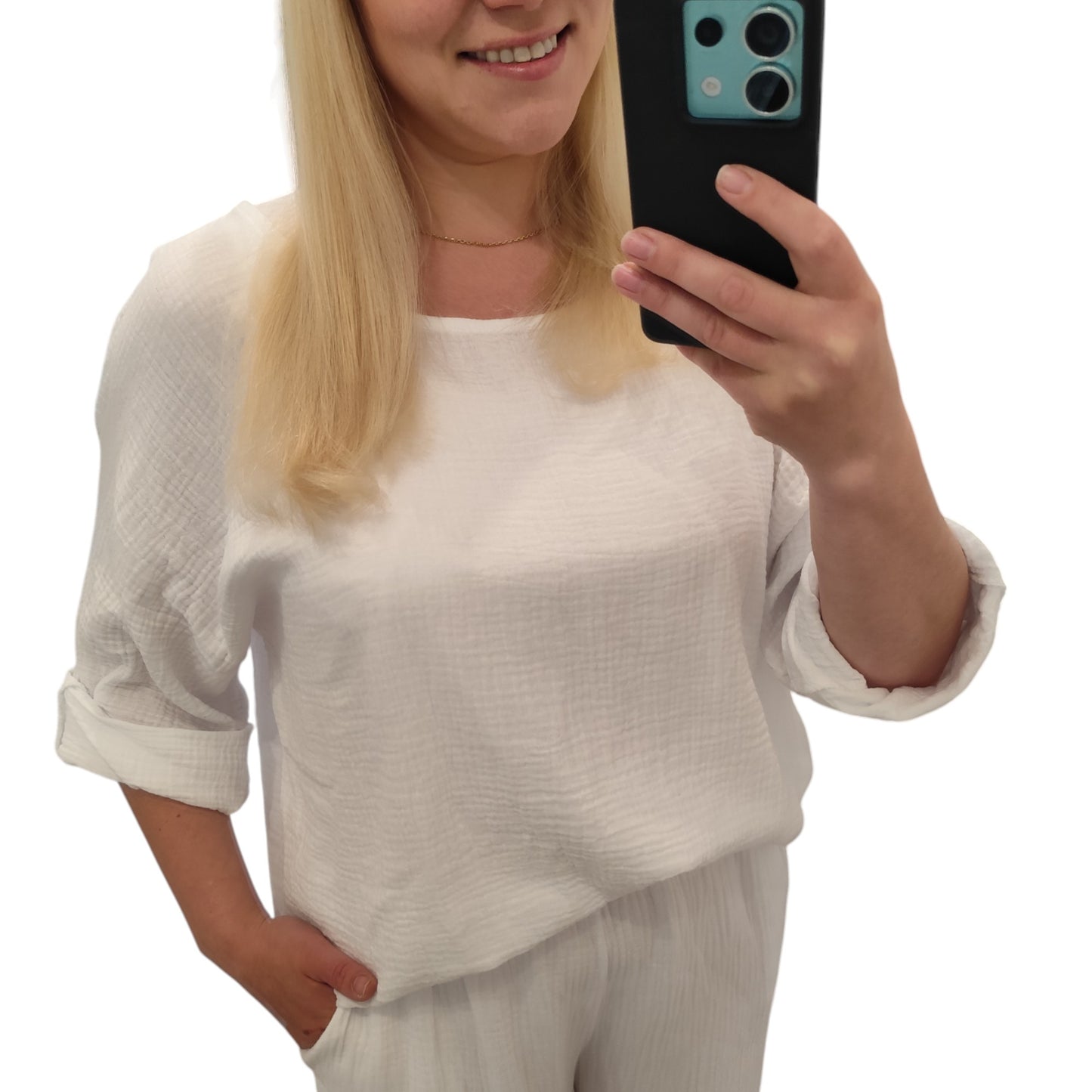 Oversize Musselin Shirt in Weiß