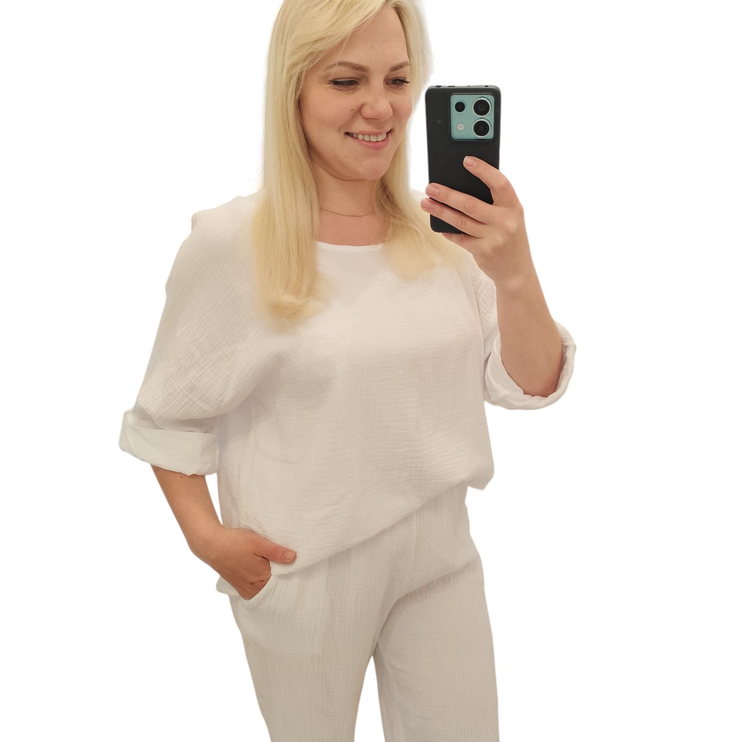 Oversize Musselin Shirt in Weiß