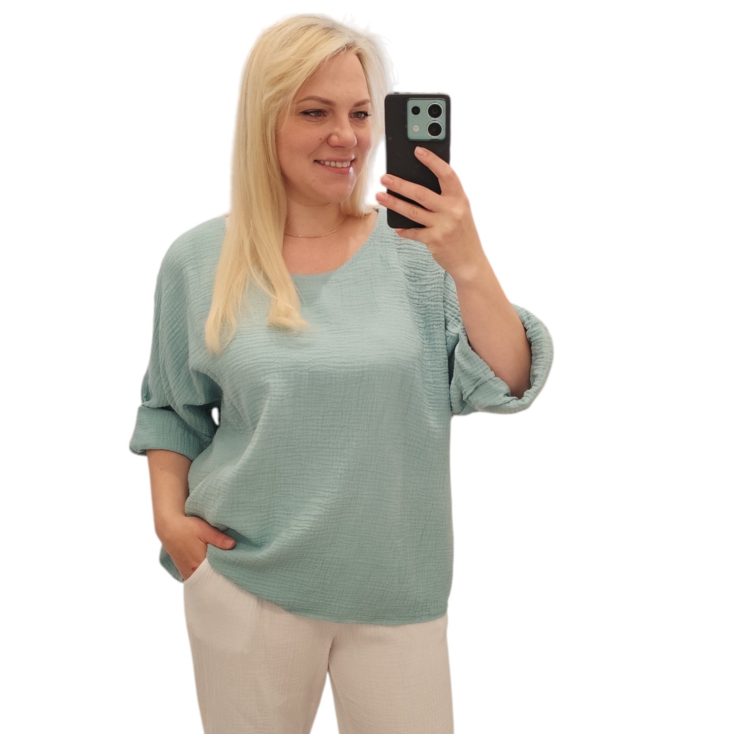 Oversize Musselin Shirt in Mint