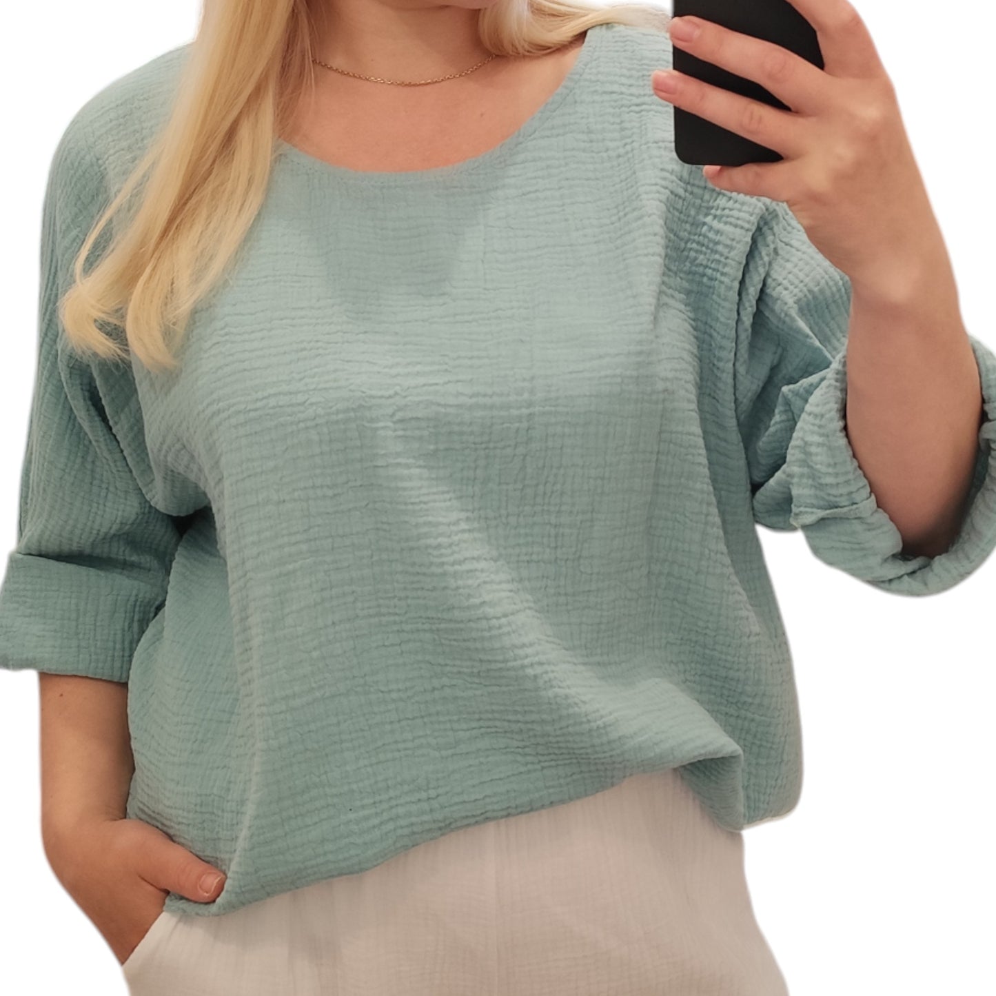 Oversize Musselin Shirt in Mint