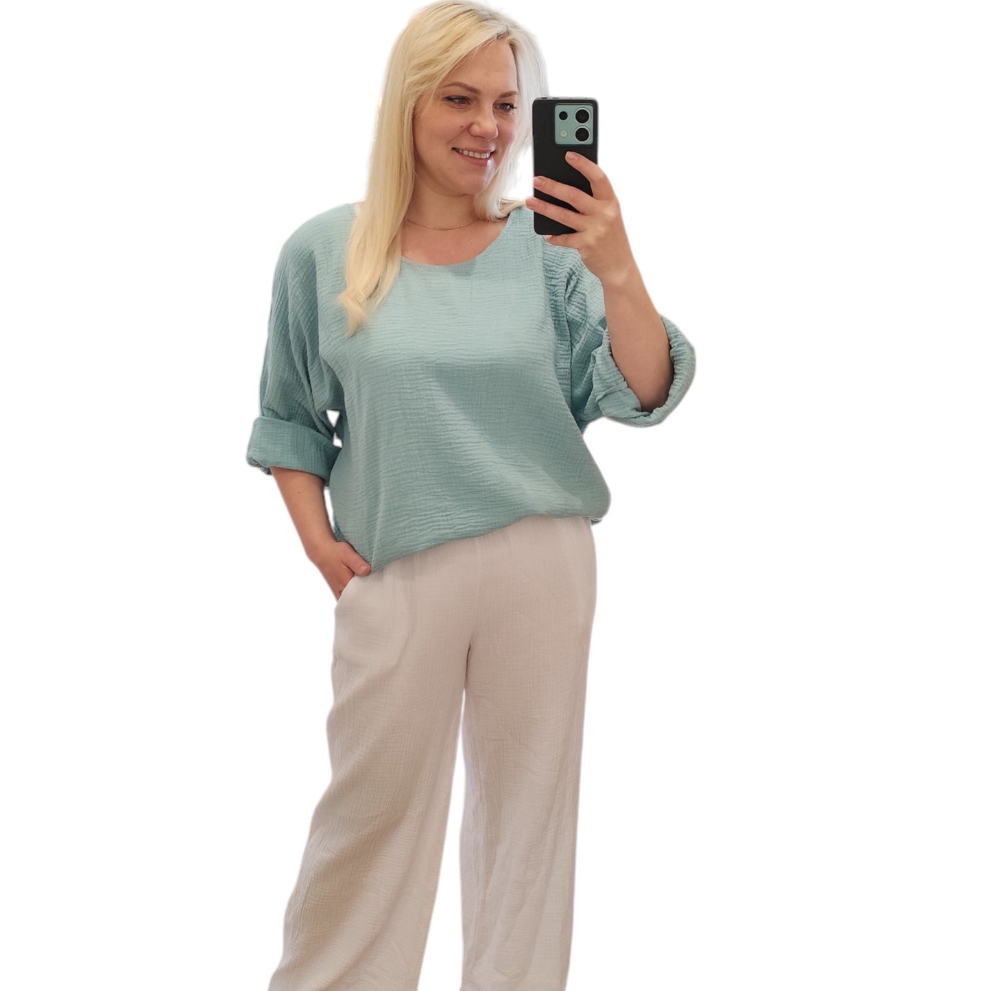 Oversize Musselin Shirt in Mint