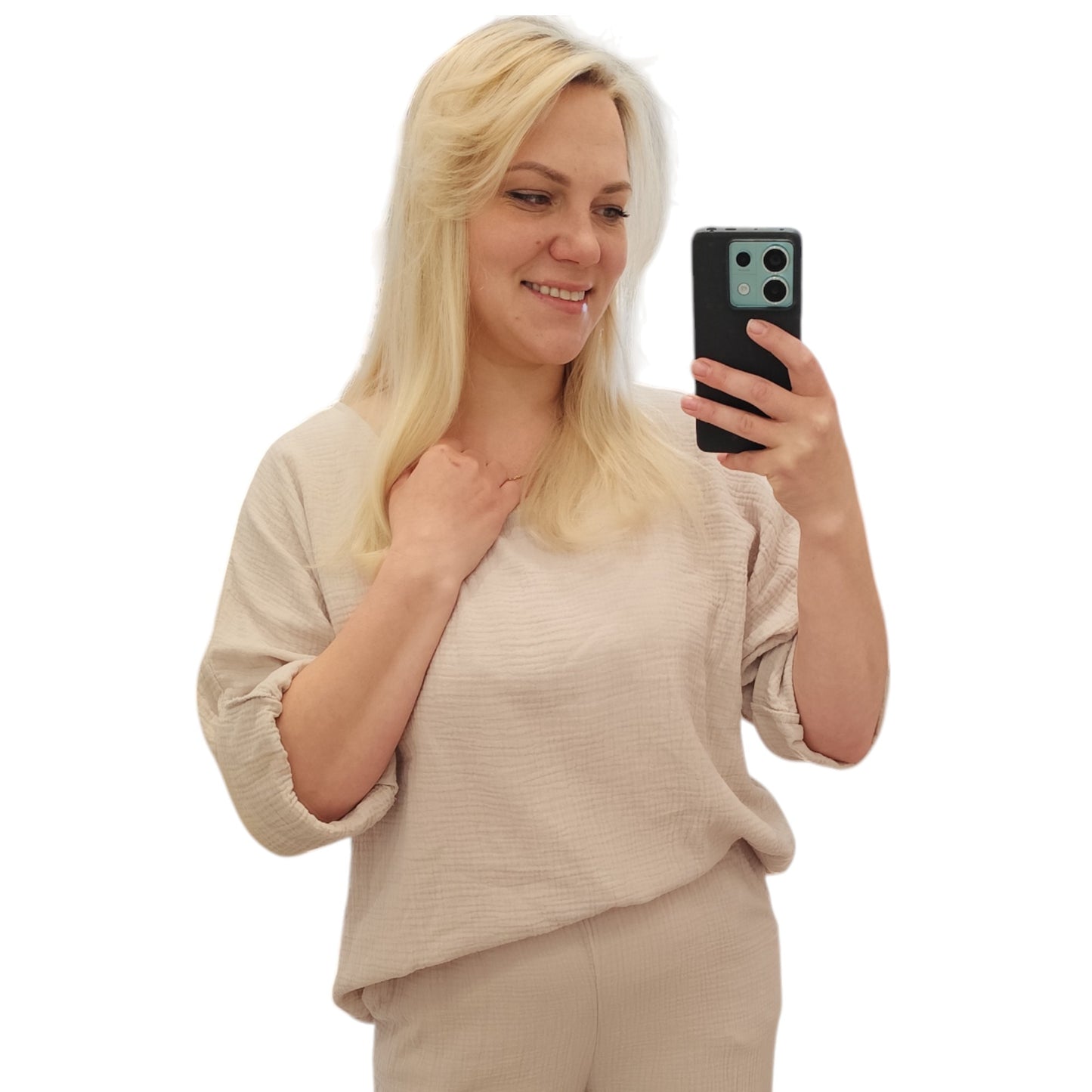 Oversize Musselin Shirt in Beige