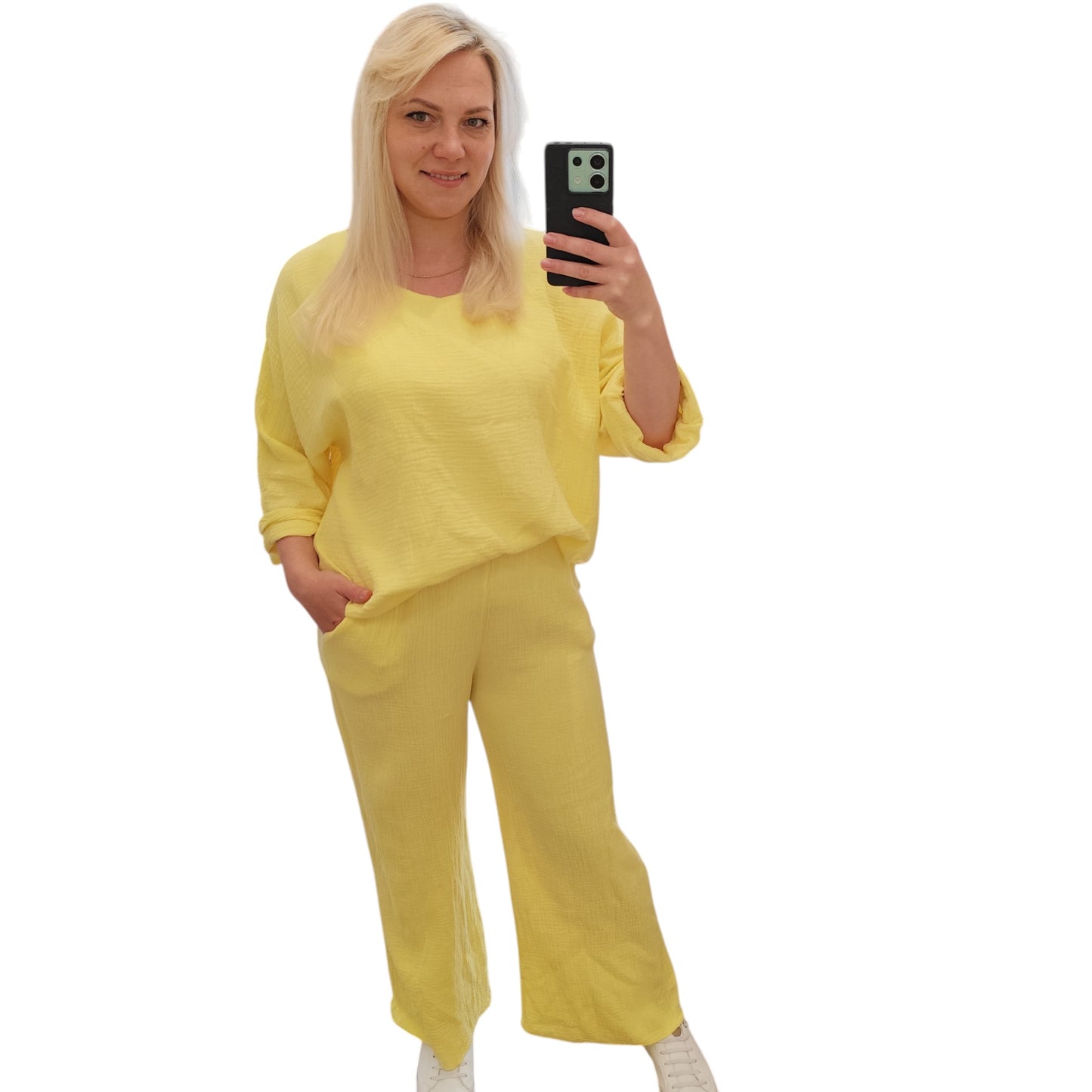 Oversize Musselin Shirt in Gelb