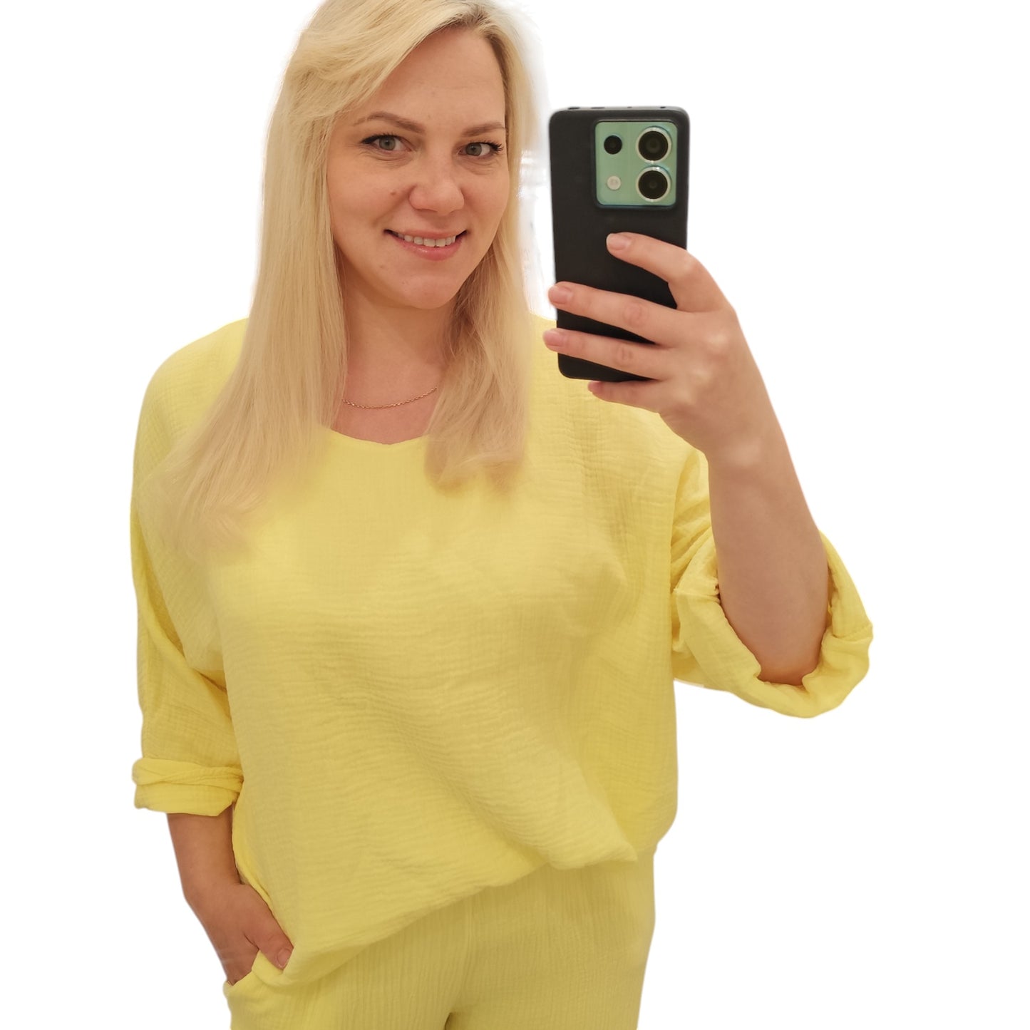 Oversize Musselin Shirt in Gelb