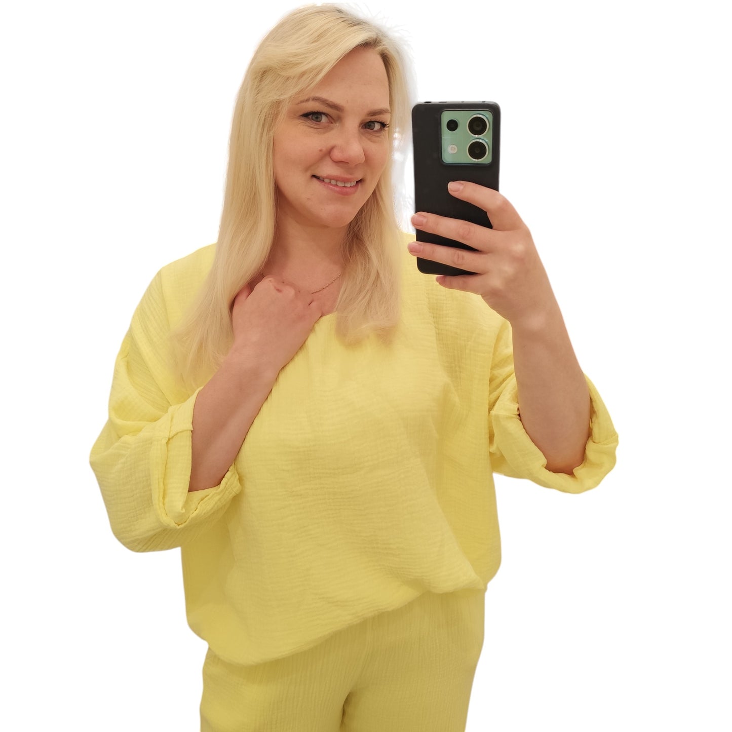 Oversize Musselin Shirt in Gelb