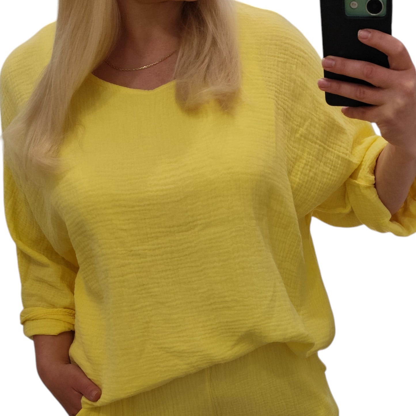Oversize Musselin Shirt in Gelb