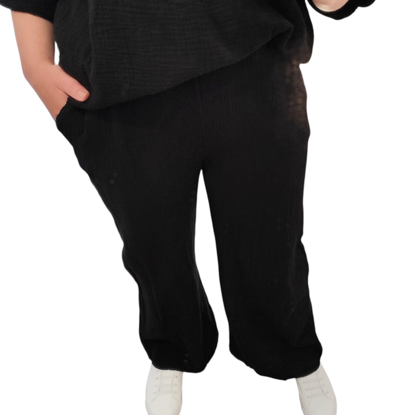 Musselin Hose in Schwarz