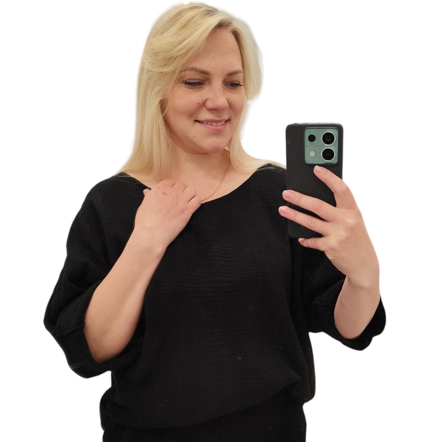 Oversize Musselin Shirt in Schwarz