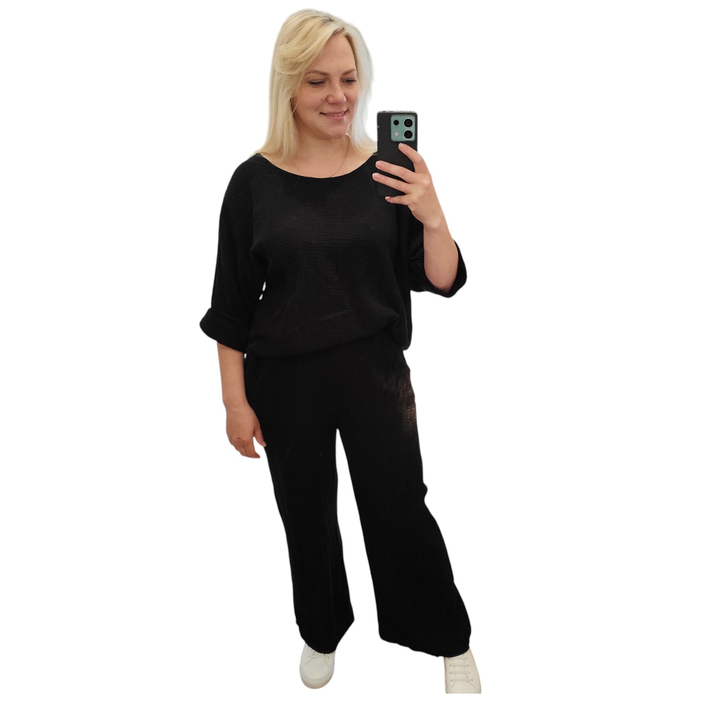 Musselin Hose in Schwarz