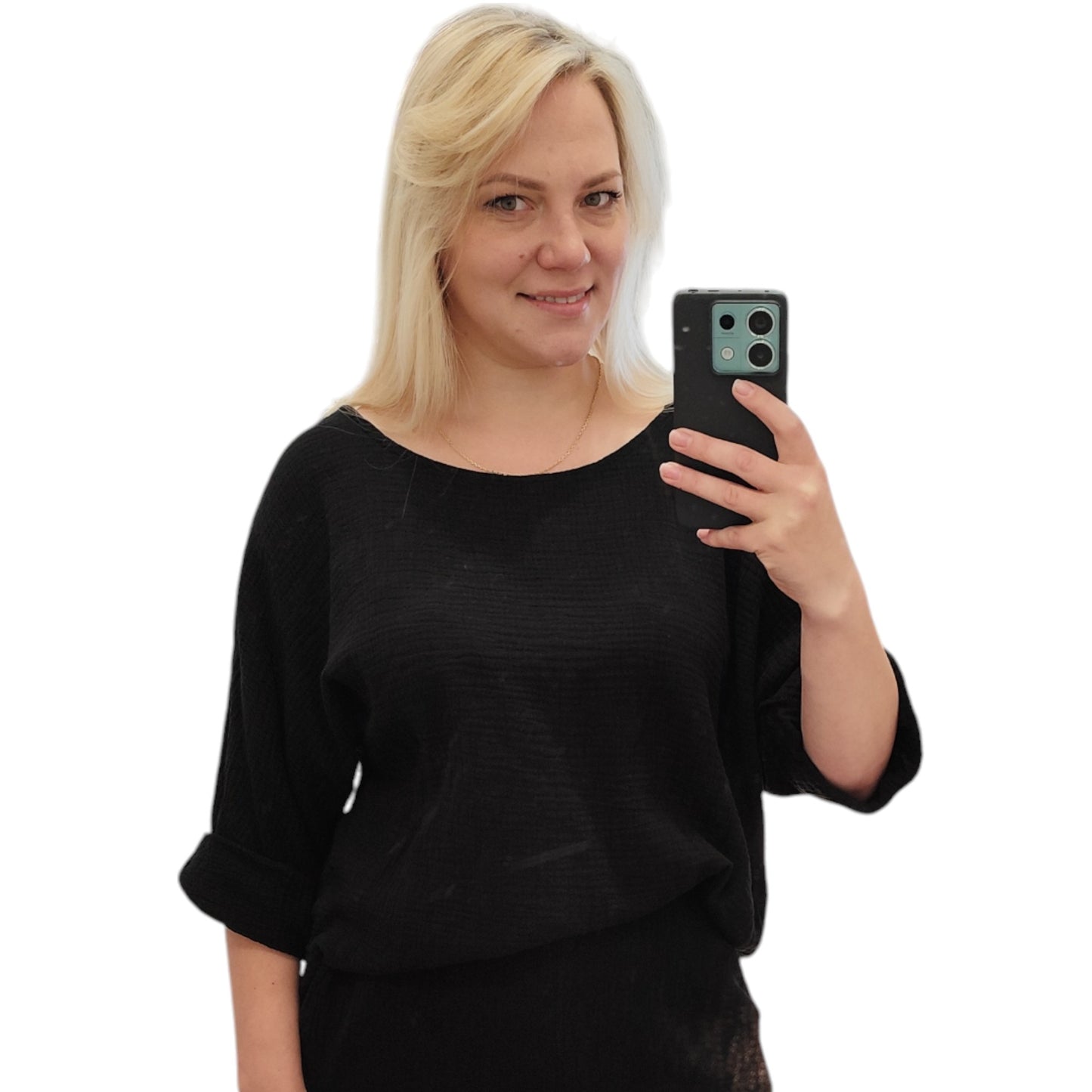 Oversize Musselin Shirt in Schwarz