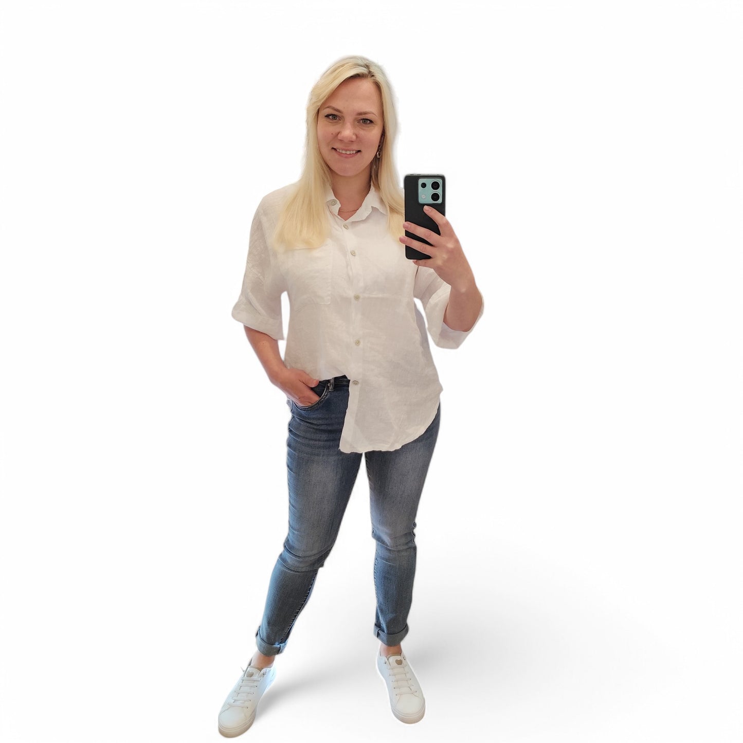Leinenbluse in Weiß