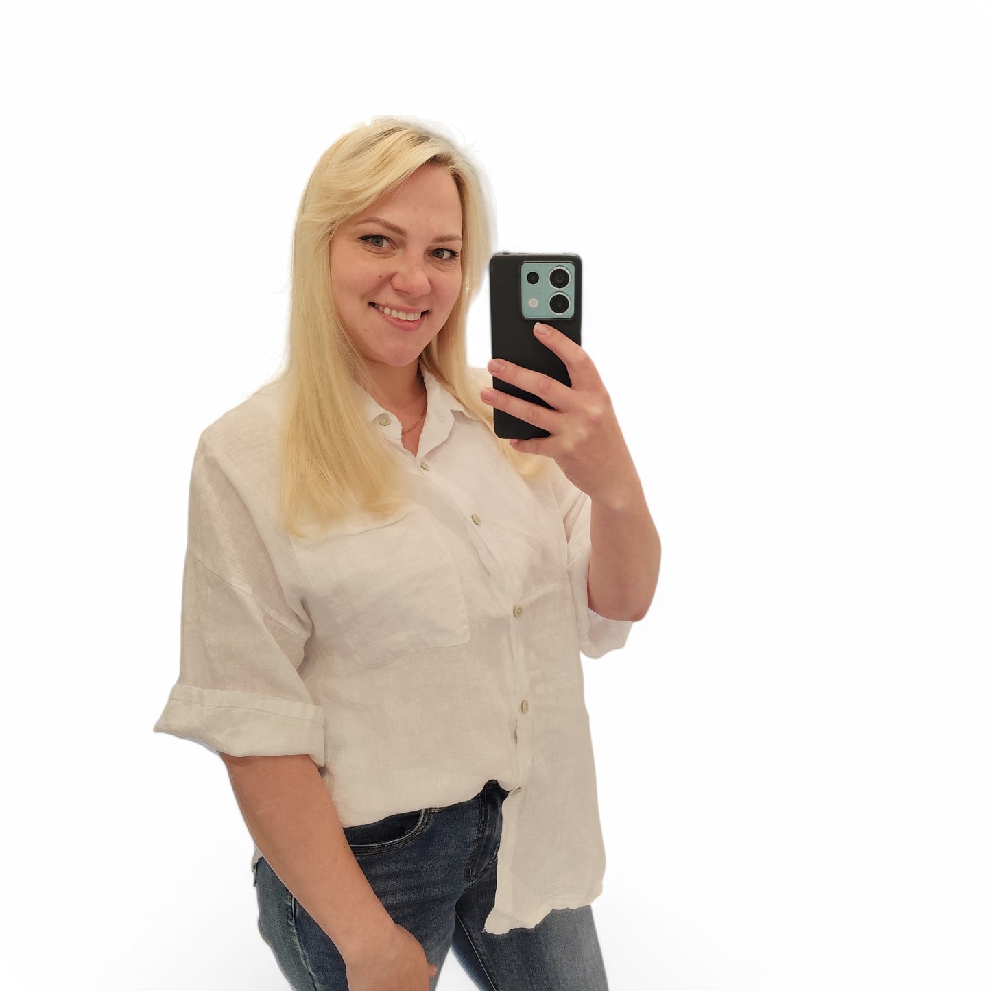 Leinenbluse in Weiß