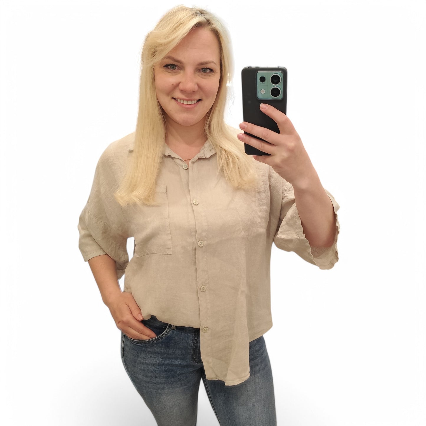 Leinenbluse in Beige