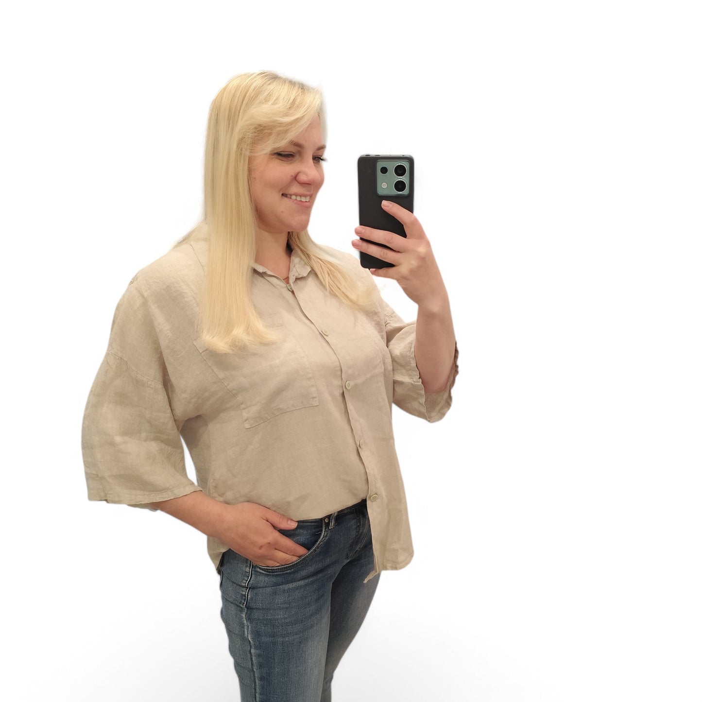 Leinenbluse in Beige