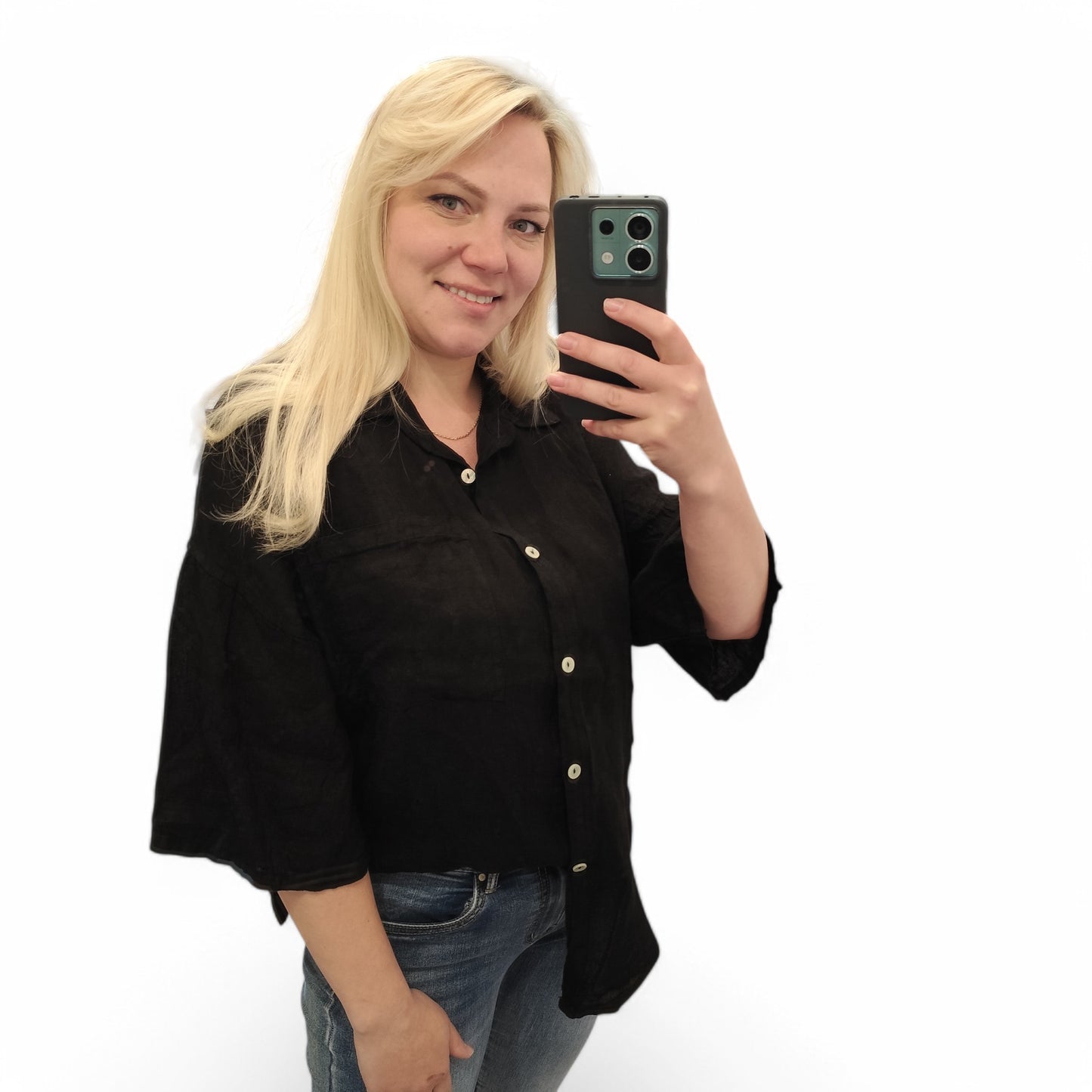Leinenbluse in Schwarz
