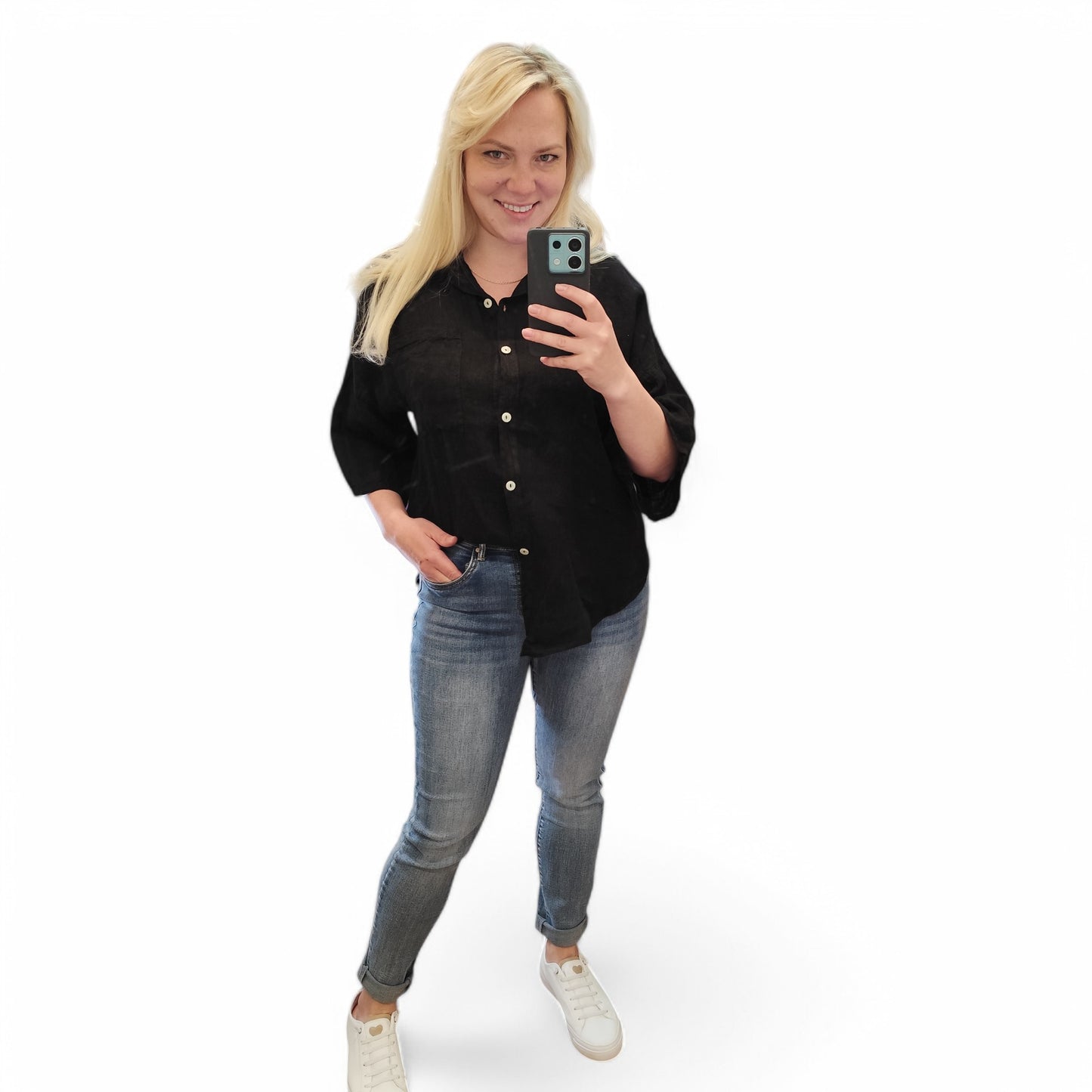 Leinenbluse in Schwarz