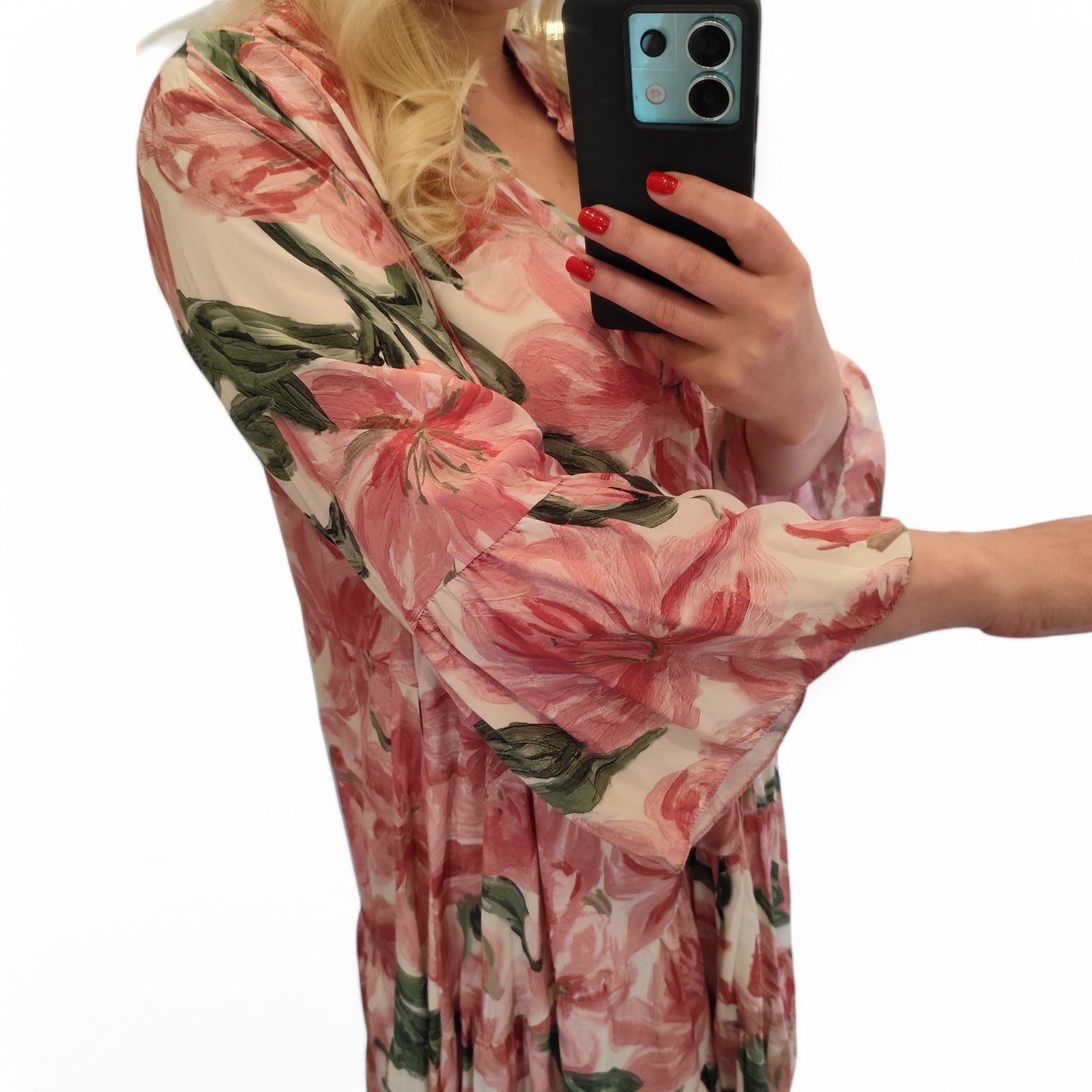 Kleid mit floralem Muster in Rosa