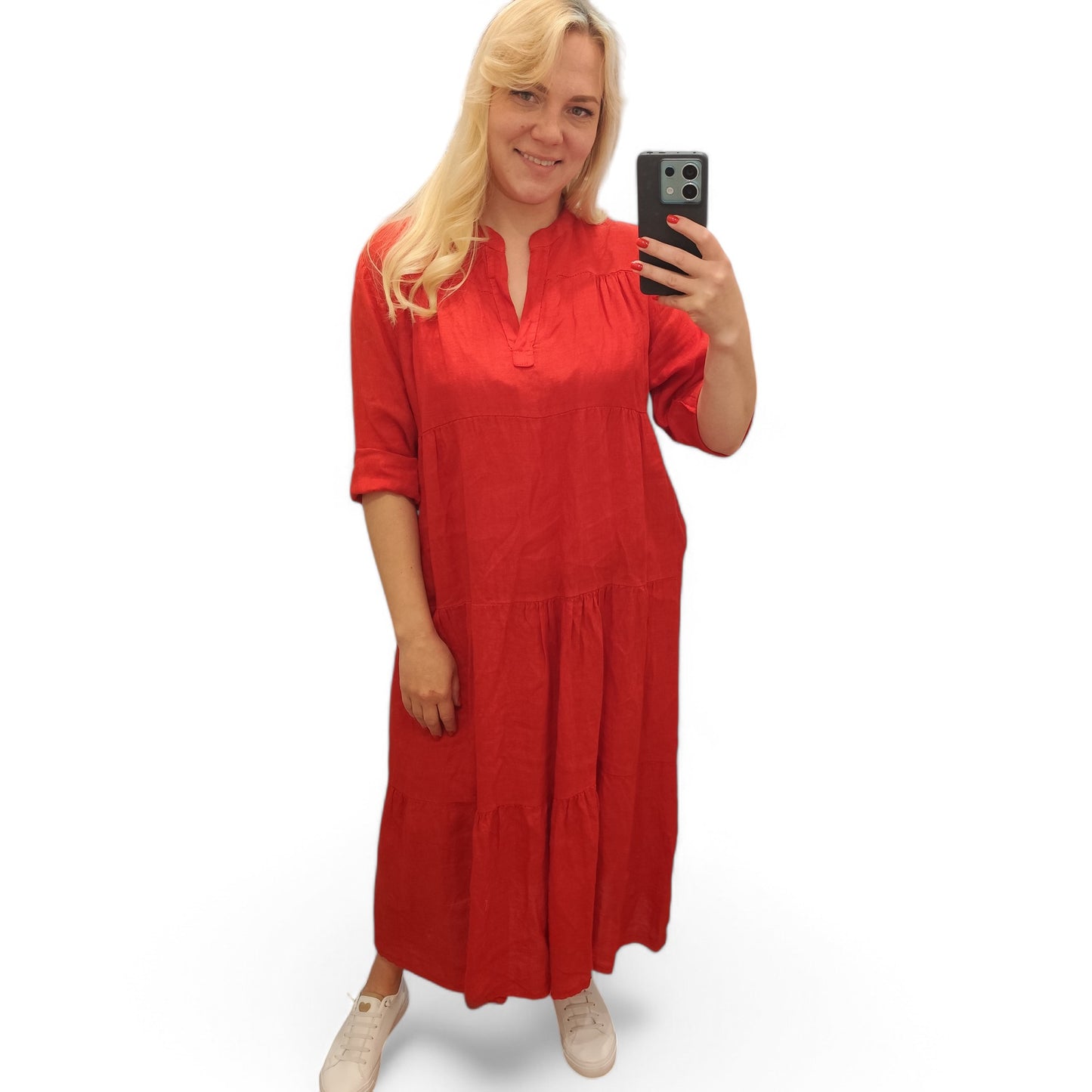 Leinenkleid in Rot