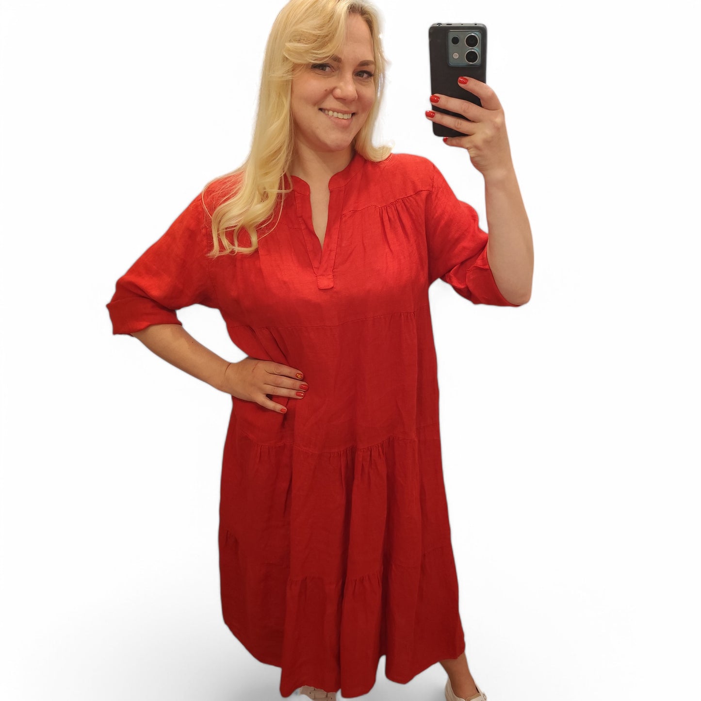 Leinenkleid in Rot