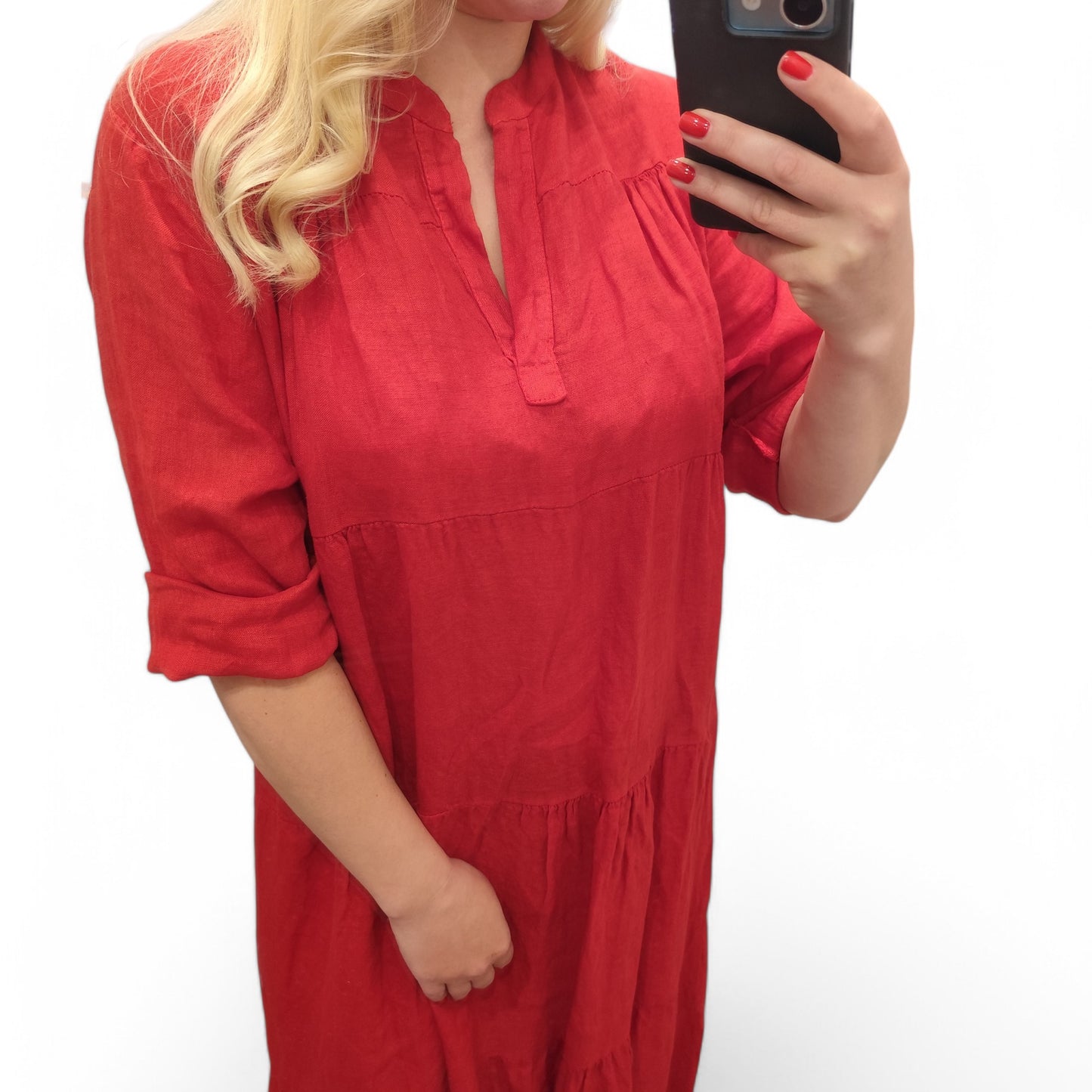 Leinenkleid in Rot