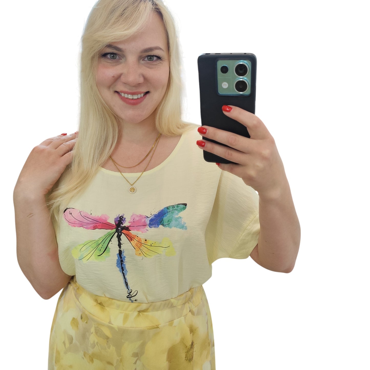 Shirt mit Libelle in Gelb