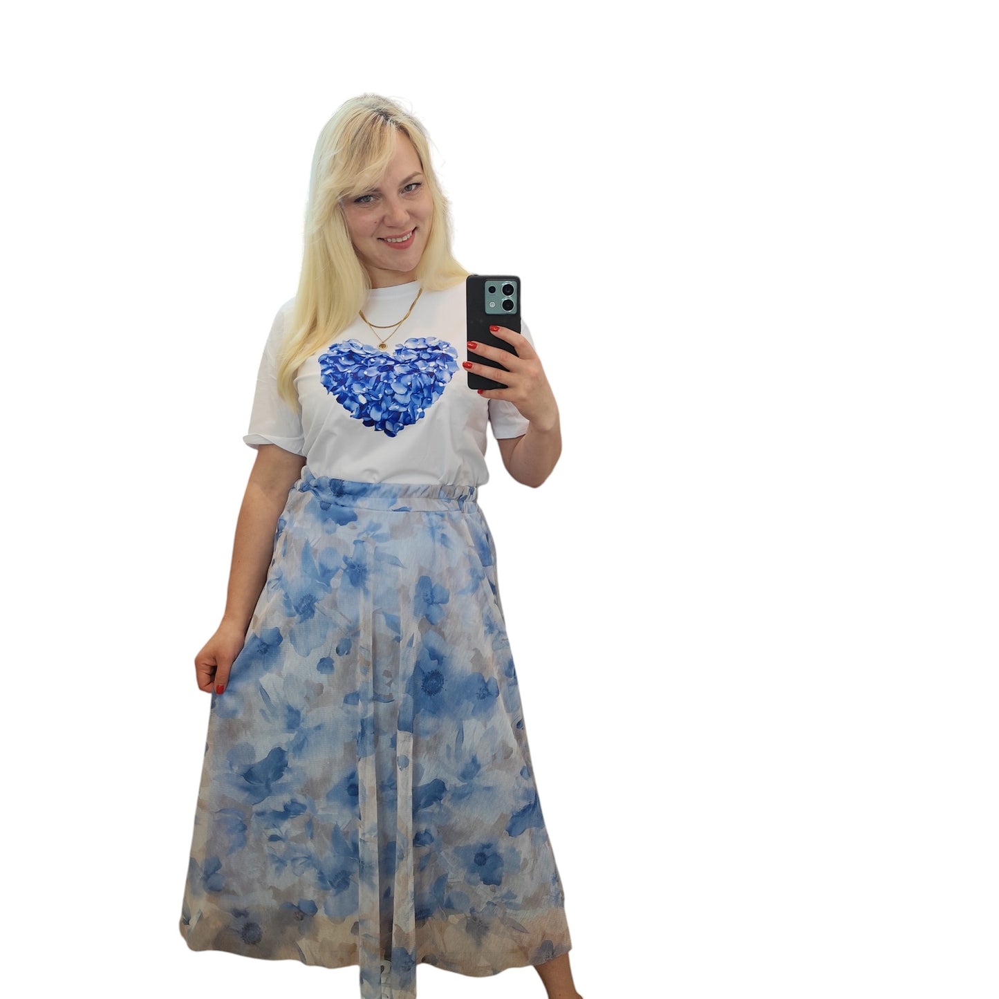 T-Shirt mit floralem Herz