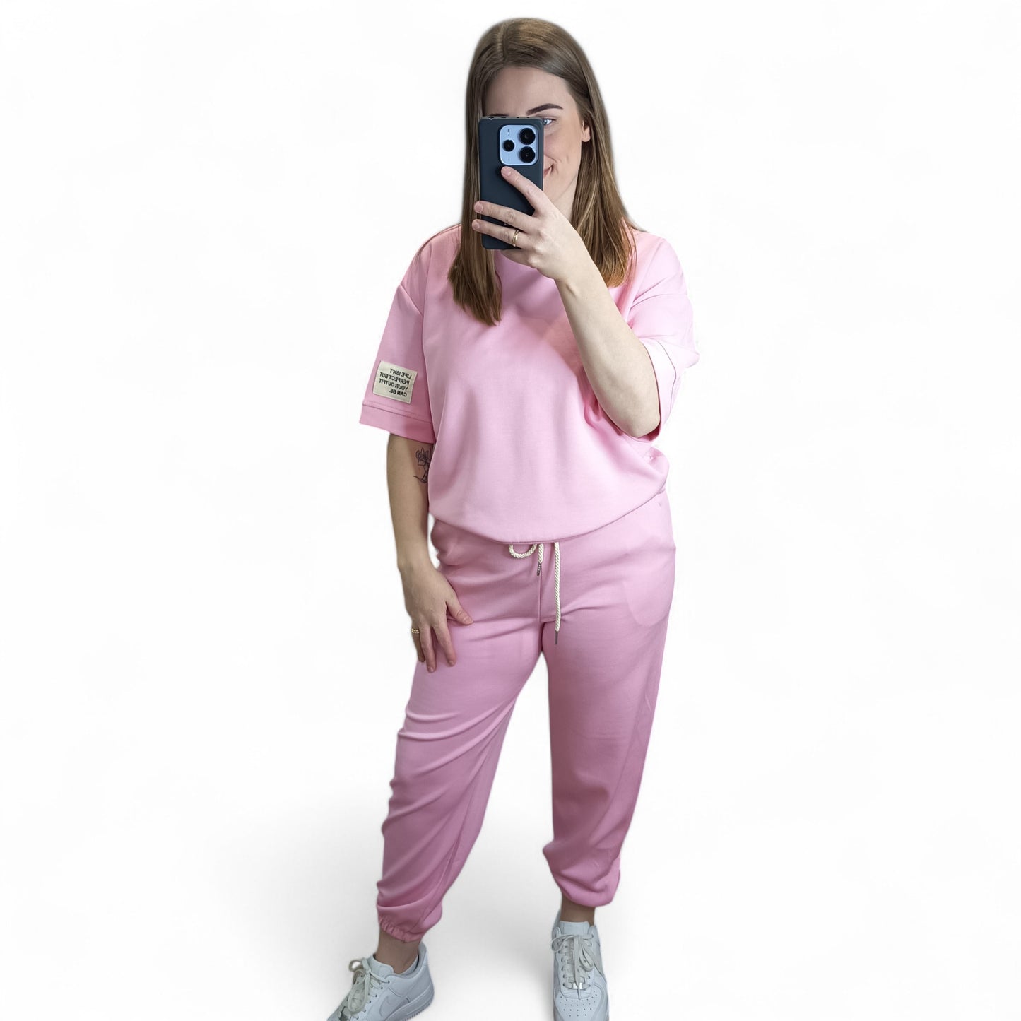 Kurzärmliger Jogginganzug/ Jogging-Zweiteiler in Rosa