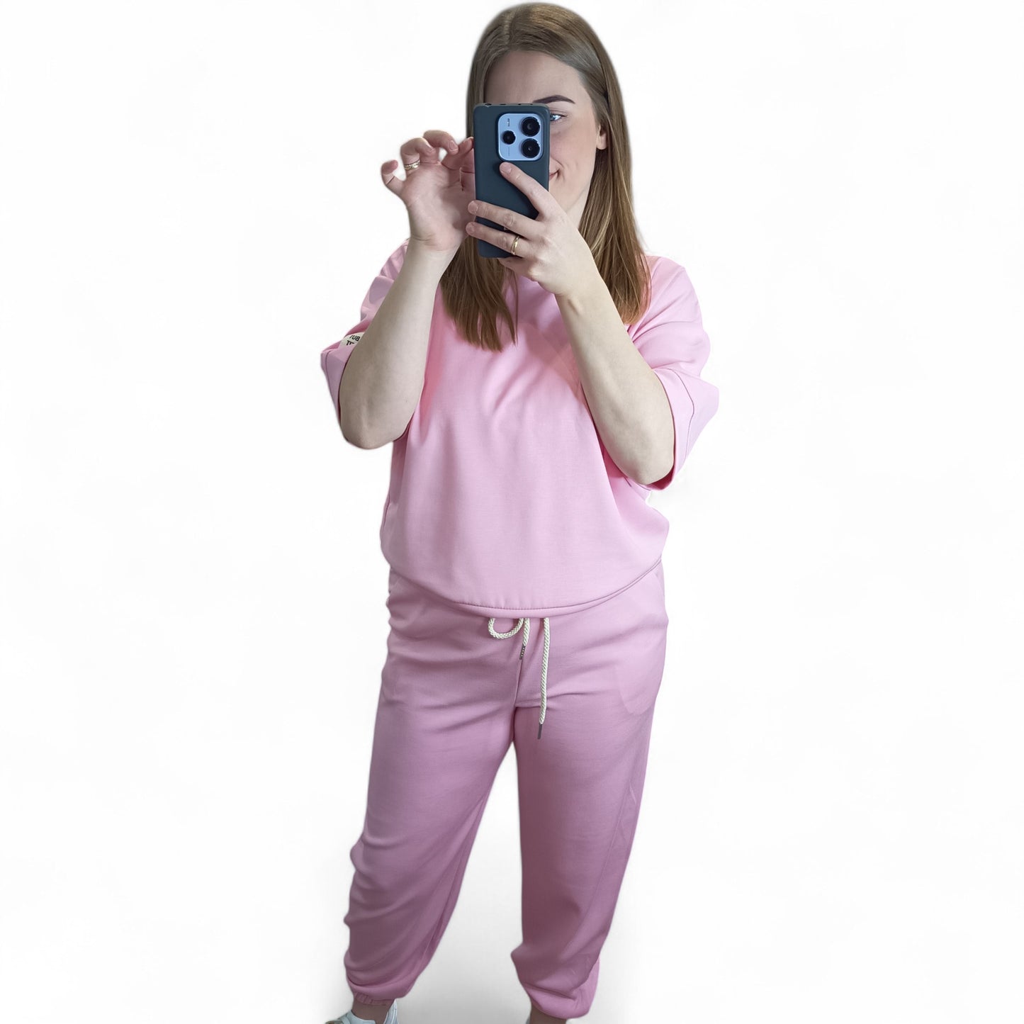 Kurzärmliger Jogginganzug/ Jogging-Zweiteiler in Rosa