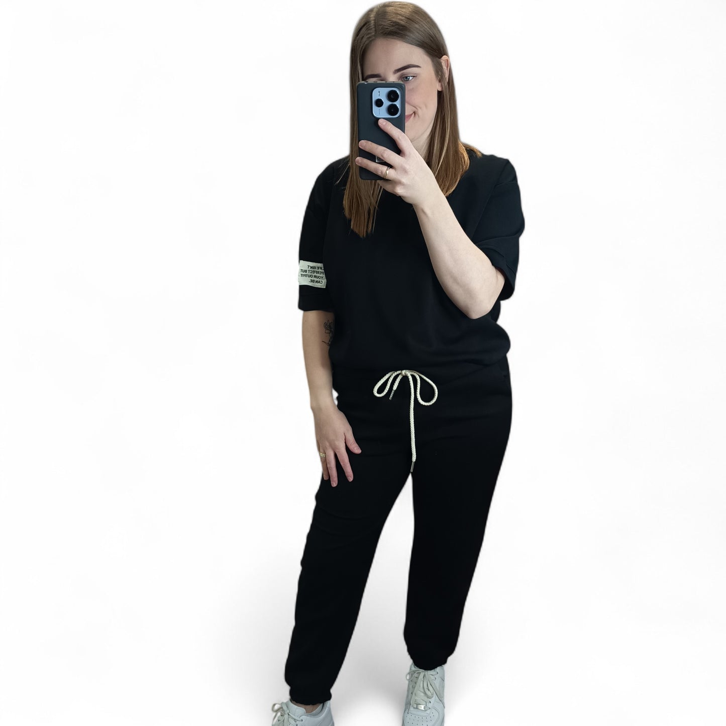 kurzärmliger Jogginganzug/ Jogging Zweiteiler in Schwarz