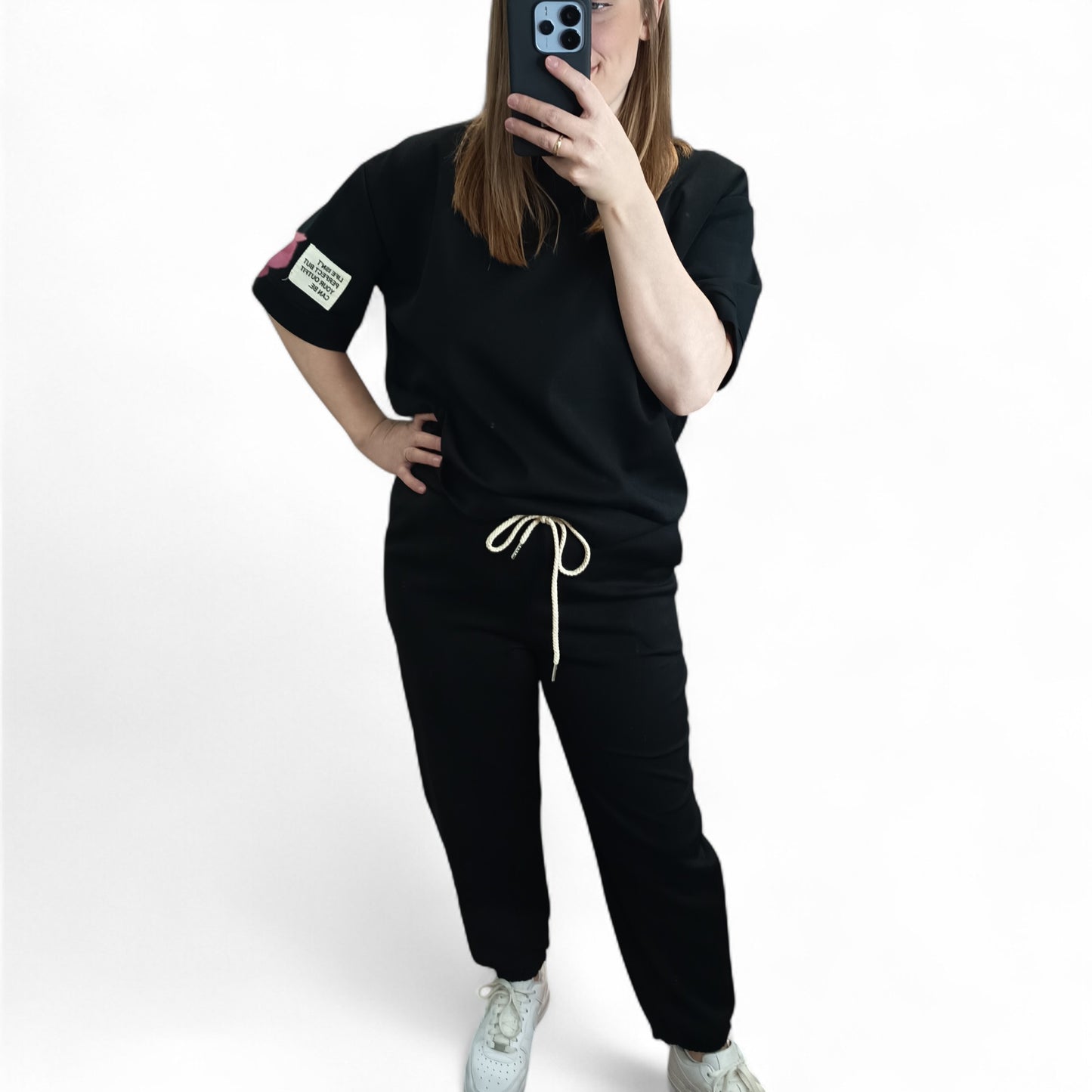 kurzärmliger Jogginganzug/ Jogging Zweiteiler in Schwarz