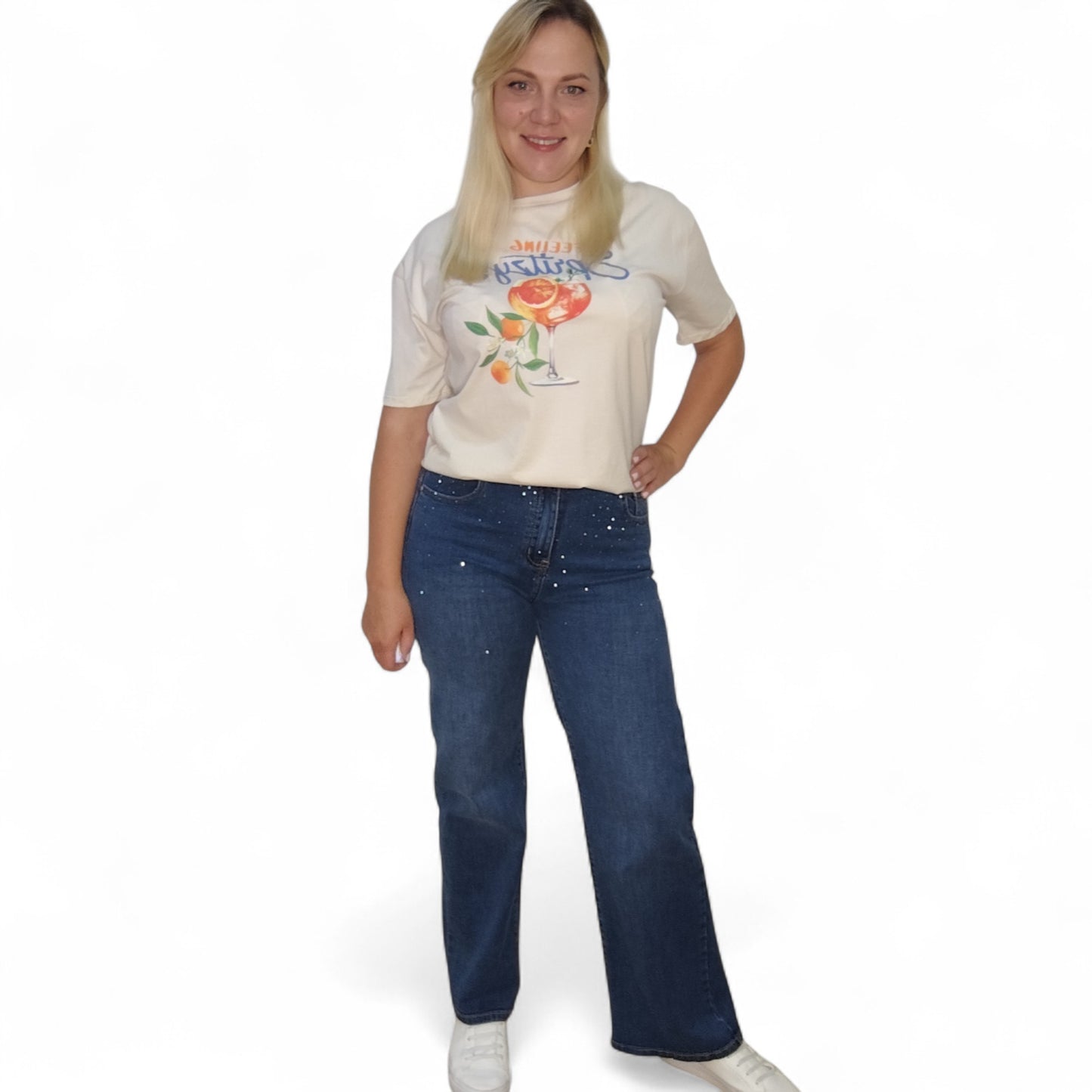 Jeans mit Strasssteinchen